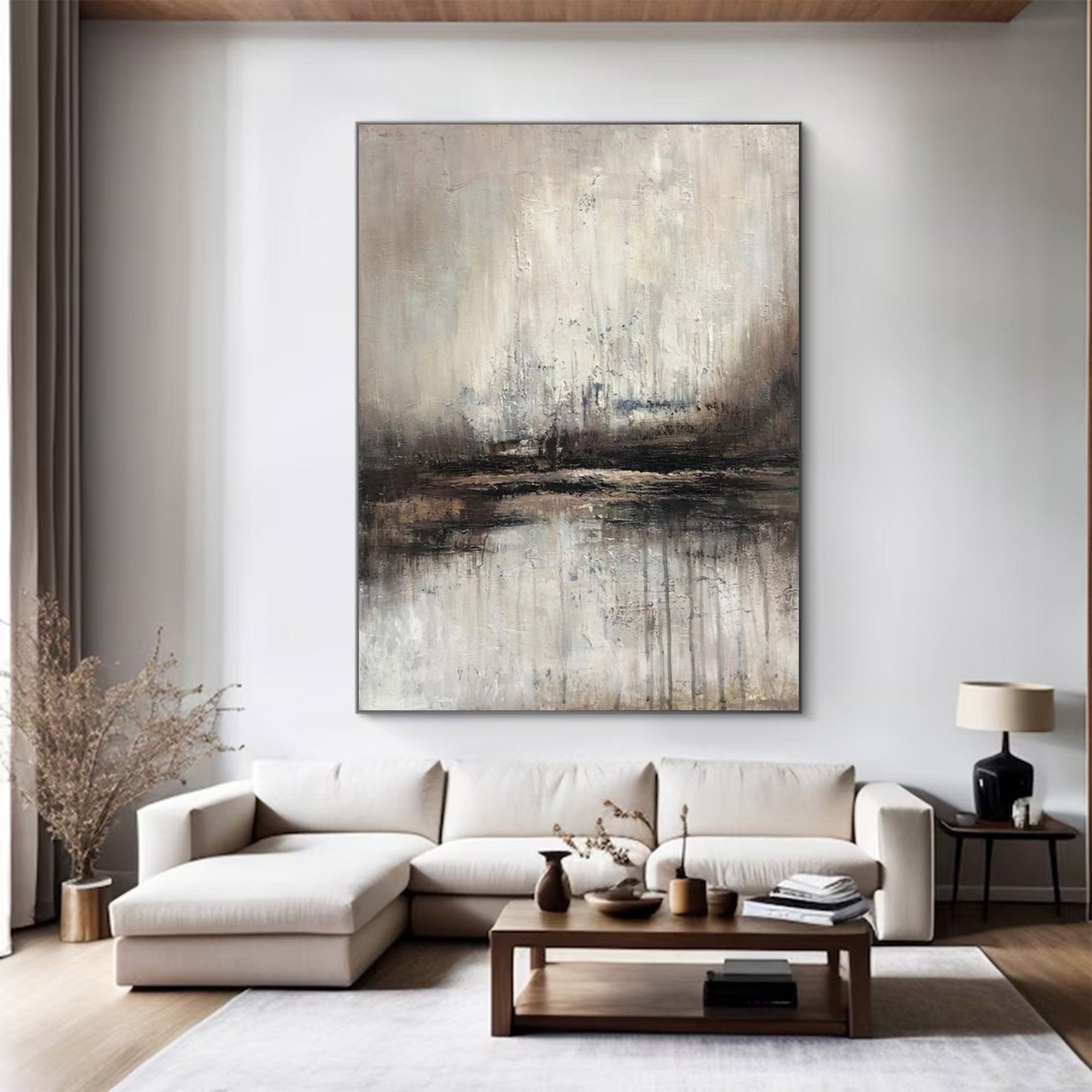 Large Neutral Abstract Painting | KeiraArt #AG 136