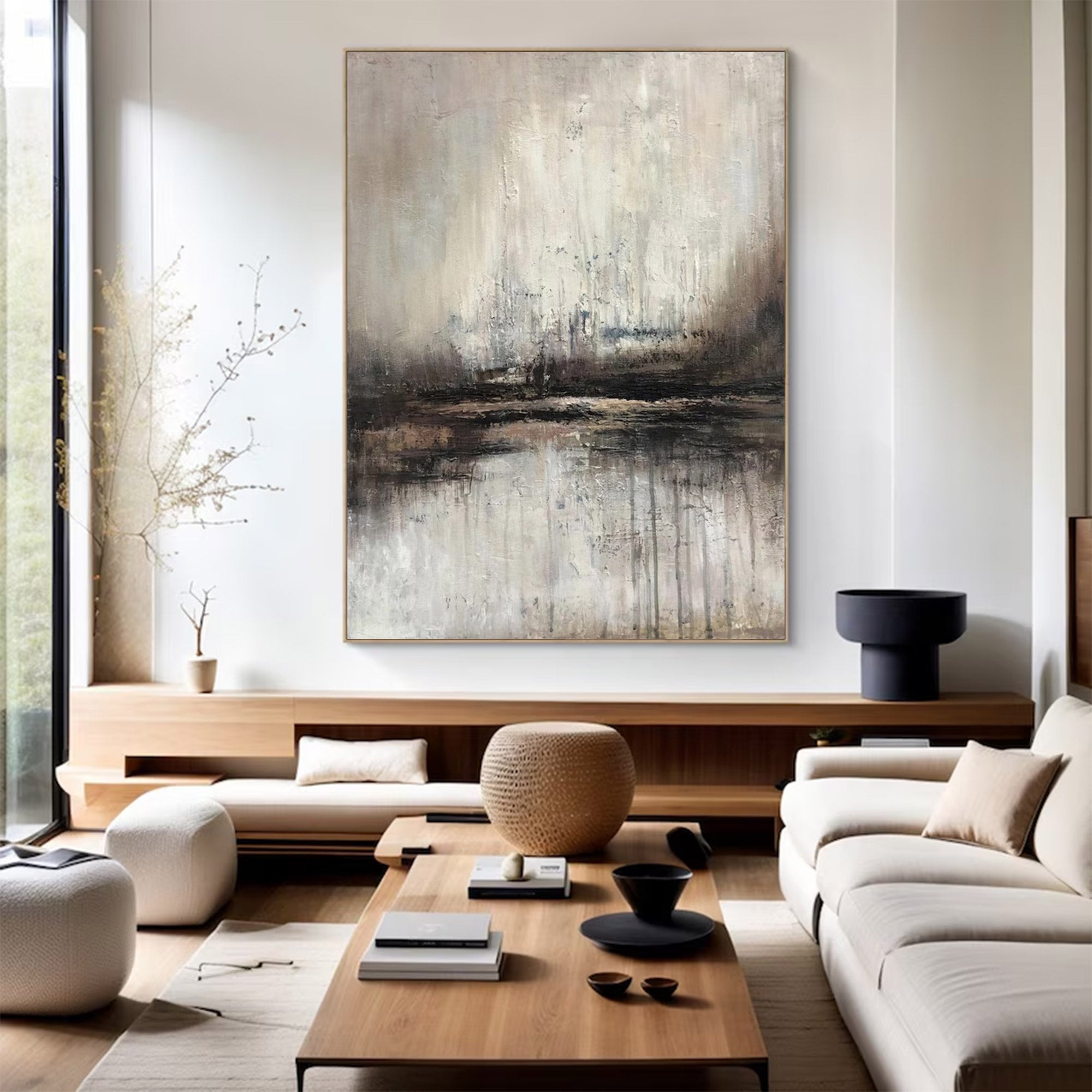 Large Neutral Abstract Painting | KeiraArt #AG 136