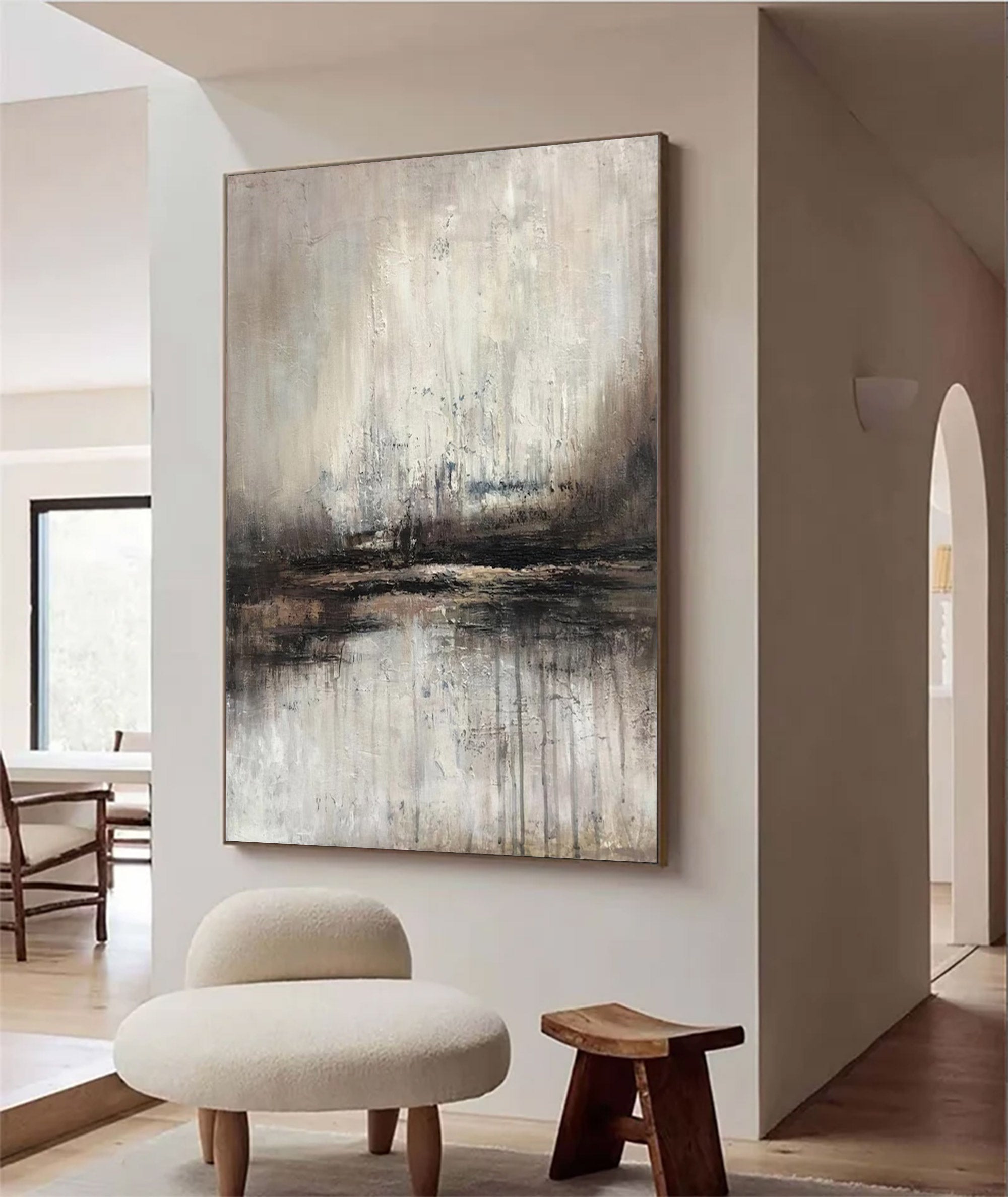 Large Neutral Abstract Painting | KeiraArt #AG 136