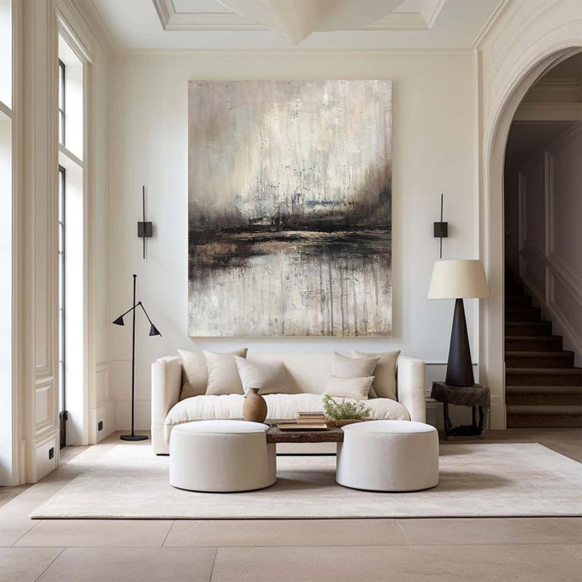 Large Neutral Abstract Painting | KeiraArt #AG 136