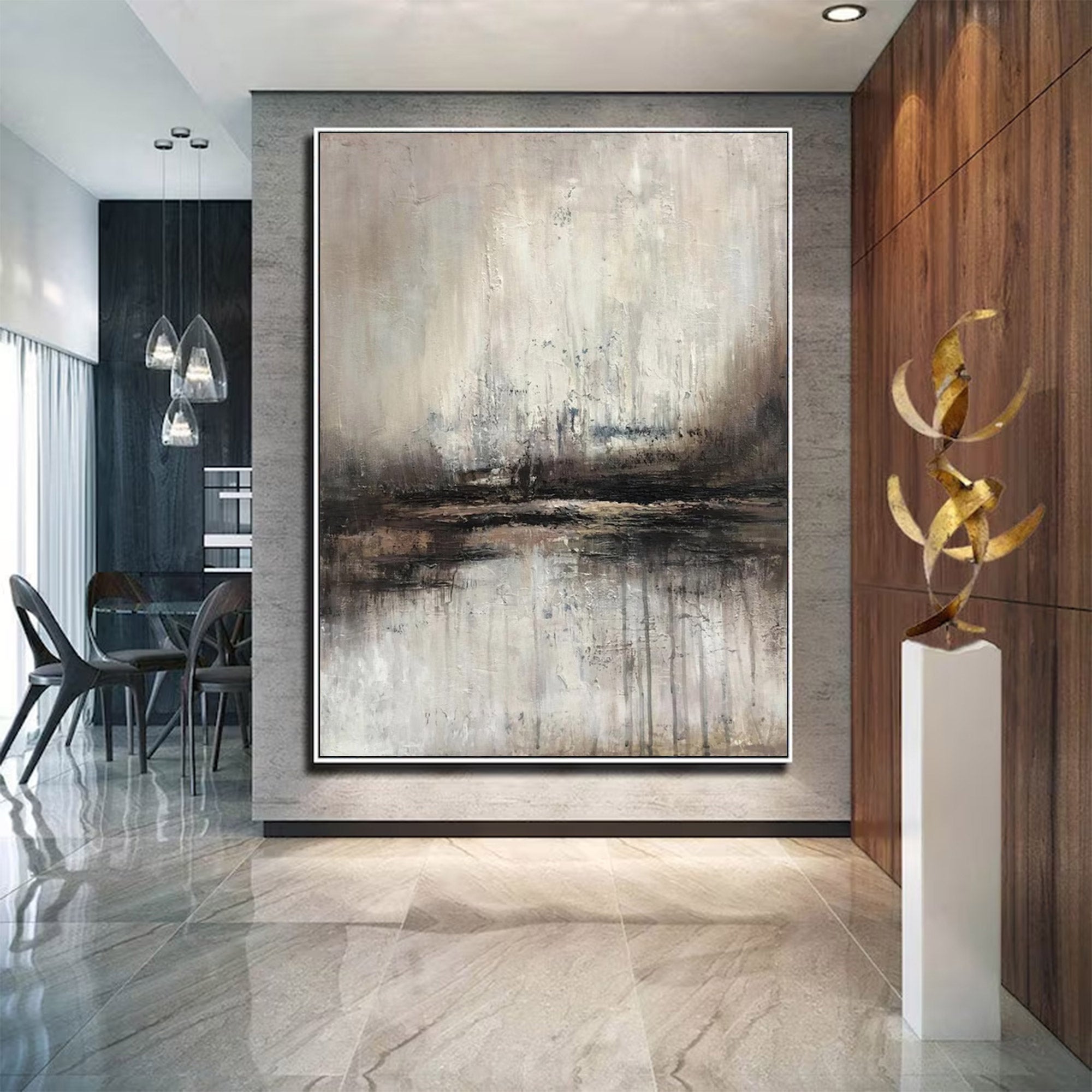 Large Neutral Abstract Painting | KeiraArt #AG 136