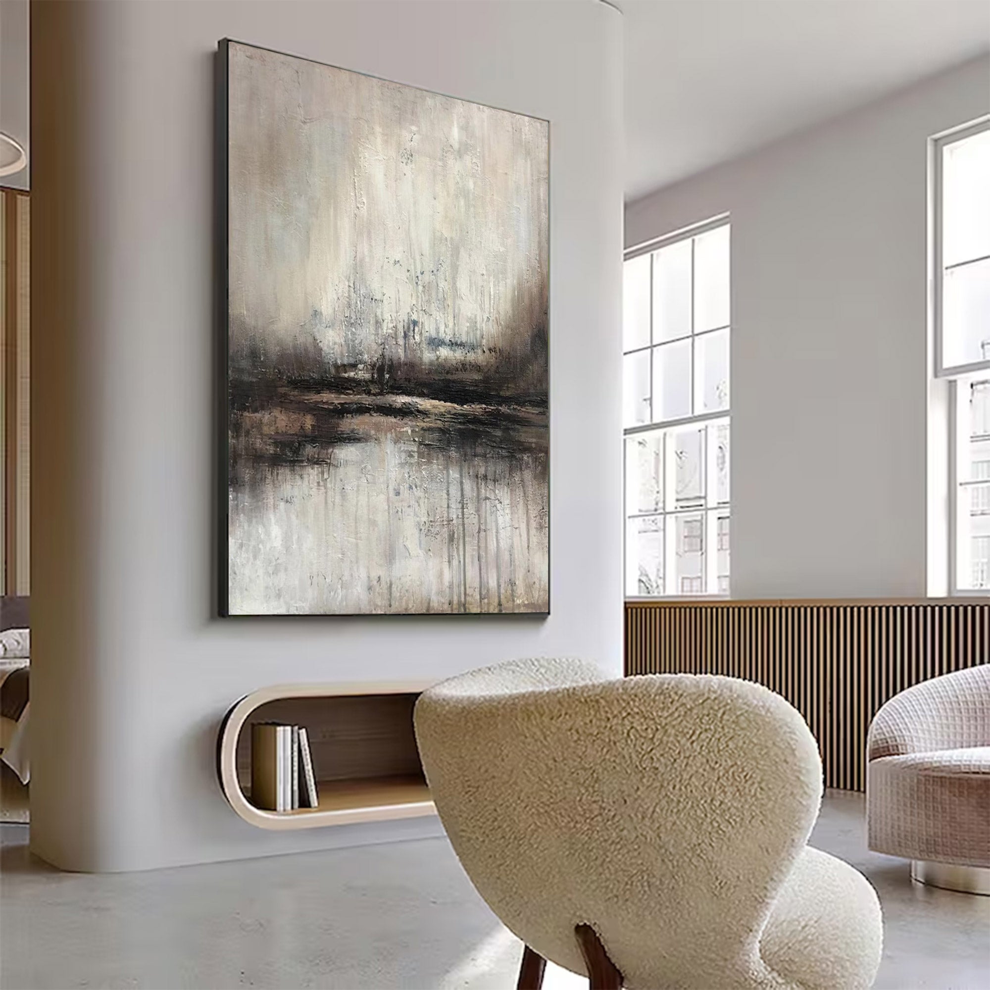 Large Neutral Abstract Painting | KeiraArt #AG 136