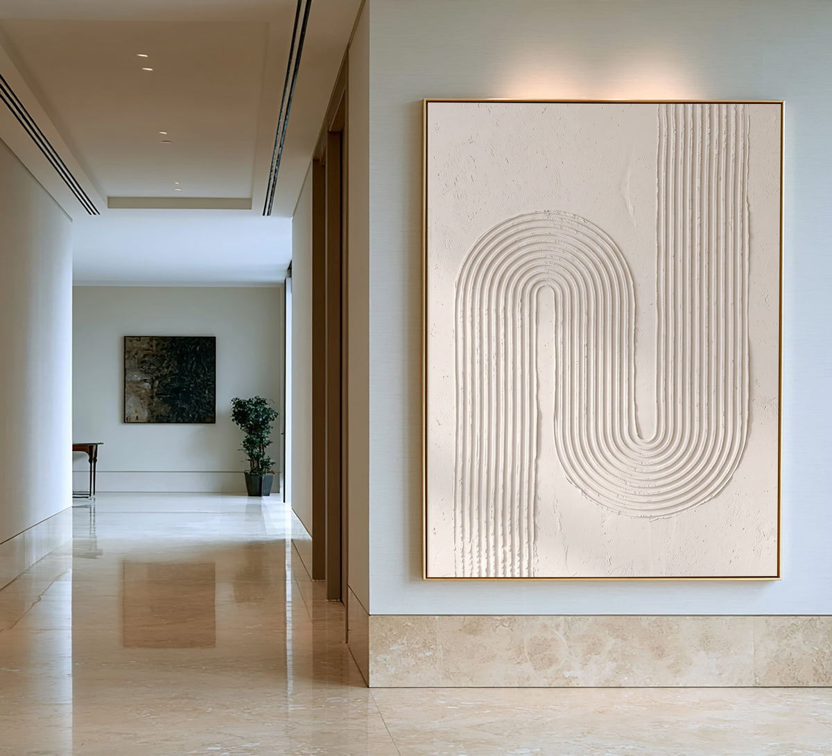 Architectural Curves In Soft White Large Abstract Wall Art Textured Relief Contemporary Minimalist Home Decor