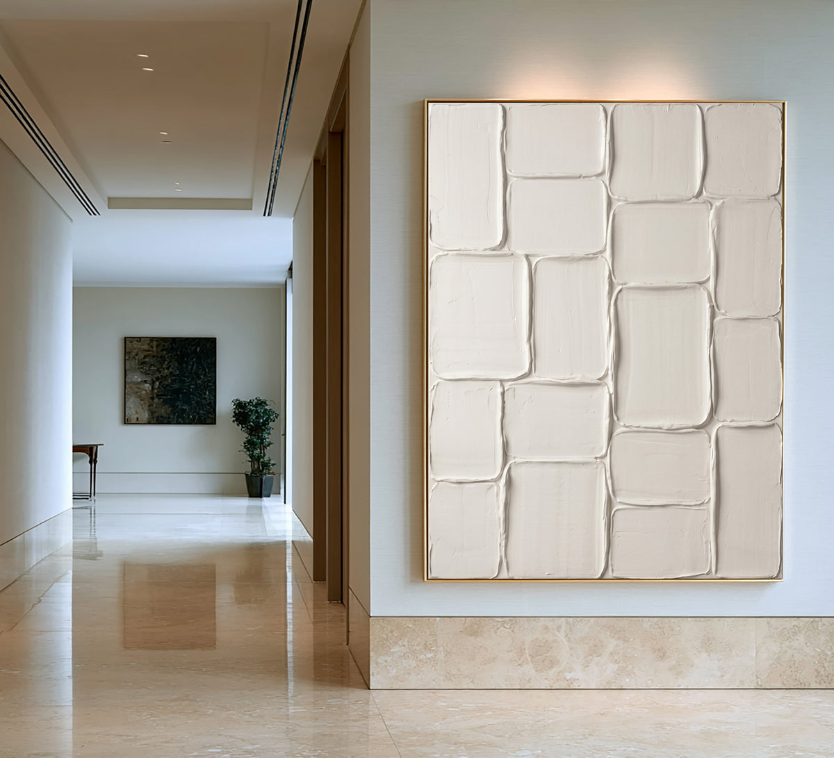 Quiet Mosaic Large White Textured Abstract Wall Art Modular Sculptural Relief Contemporary Minimalist Decor