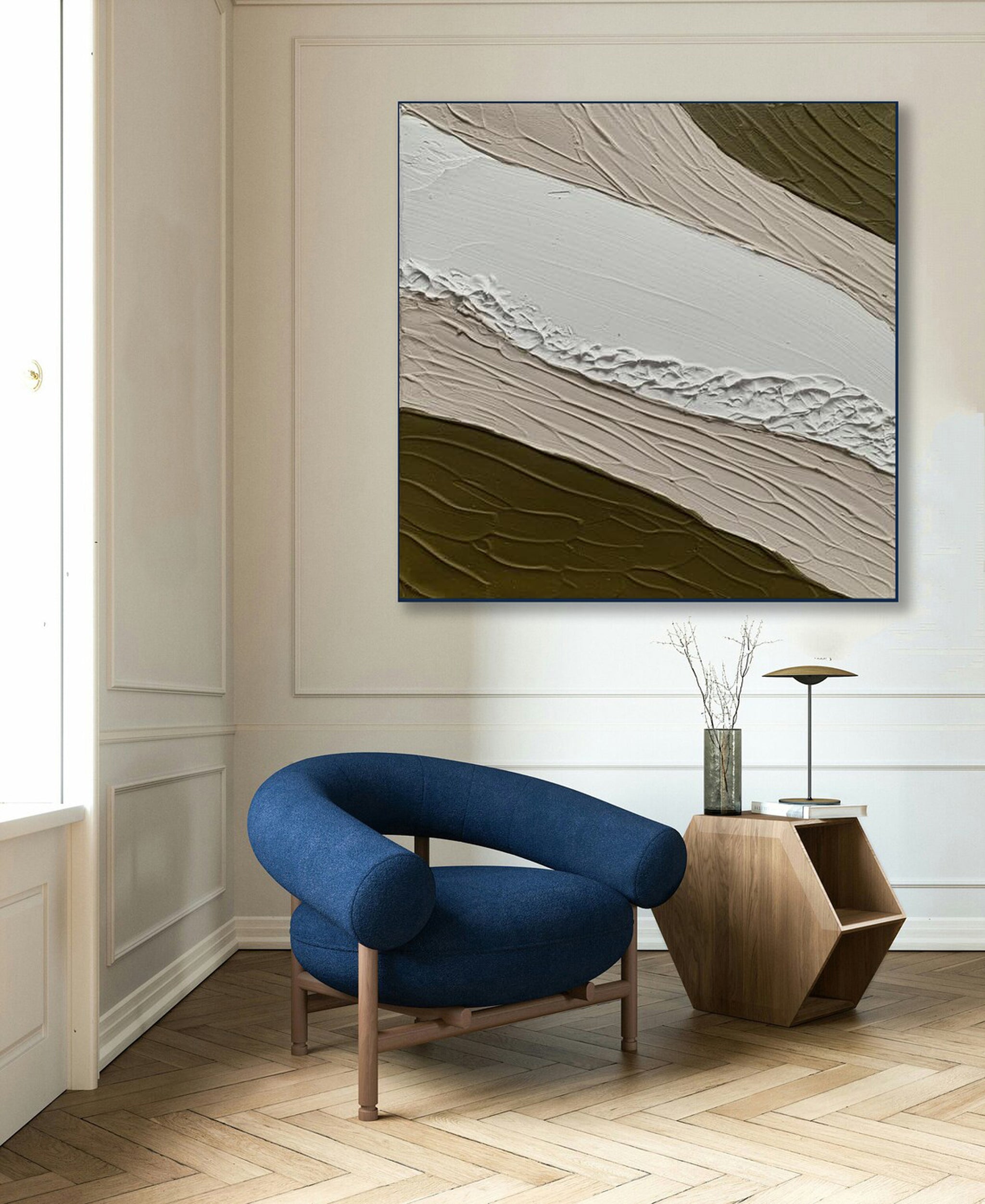 Textured Oil Painting - Minimalist Art with Plaster Effects for Modern ...