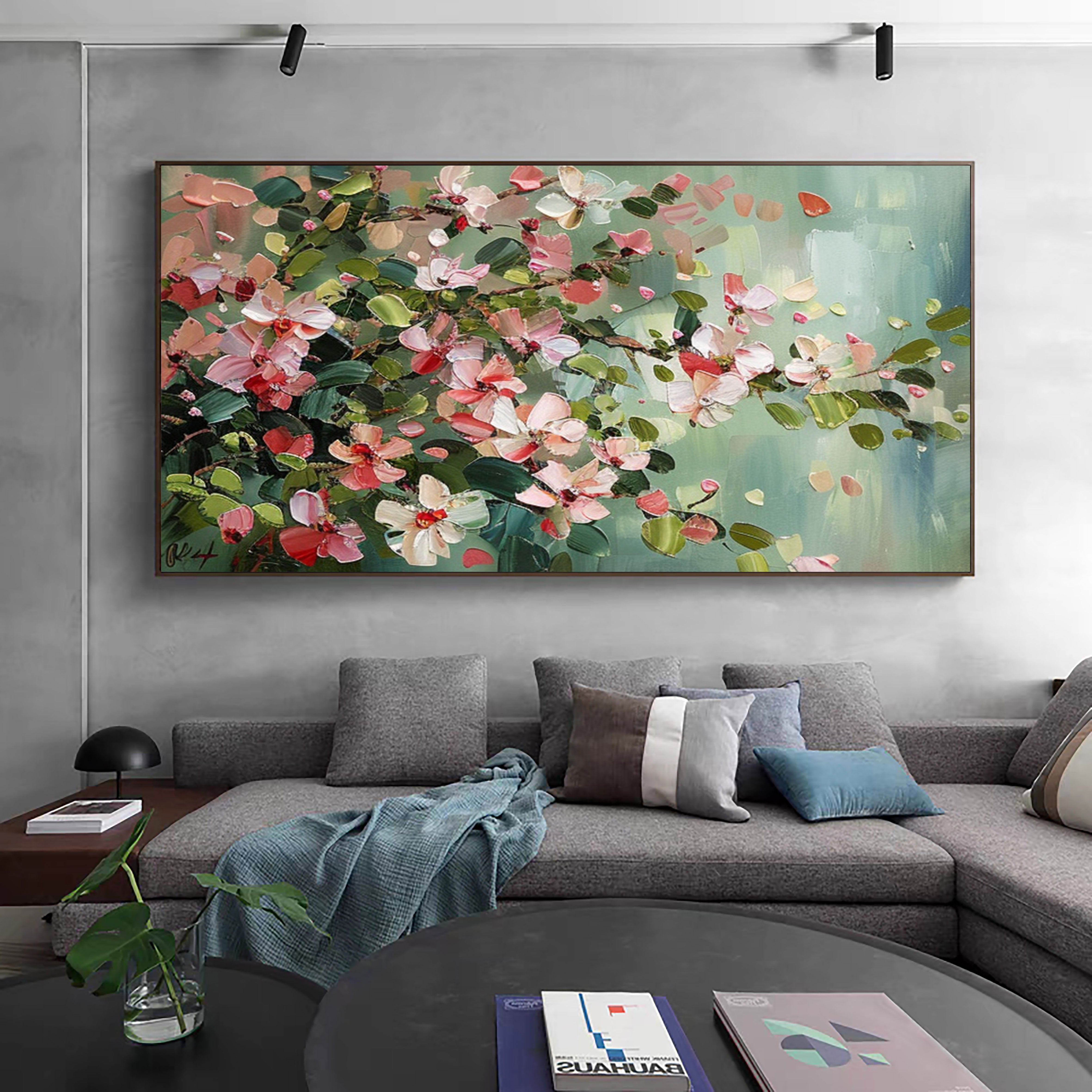 Summer Flowers Abstract Painting Bright Wall Decor #FT 010