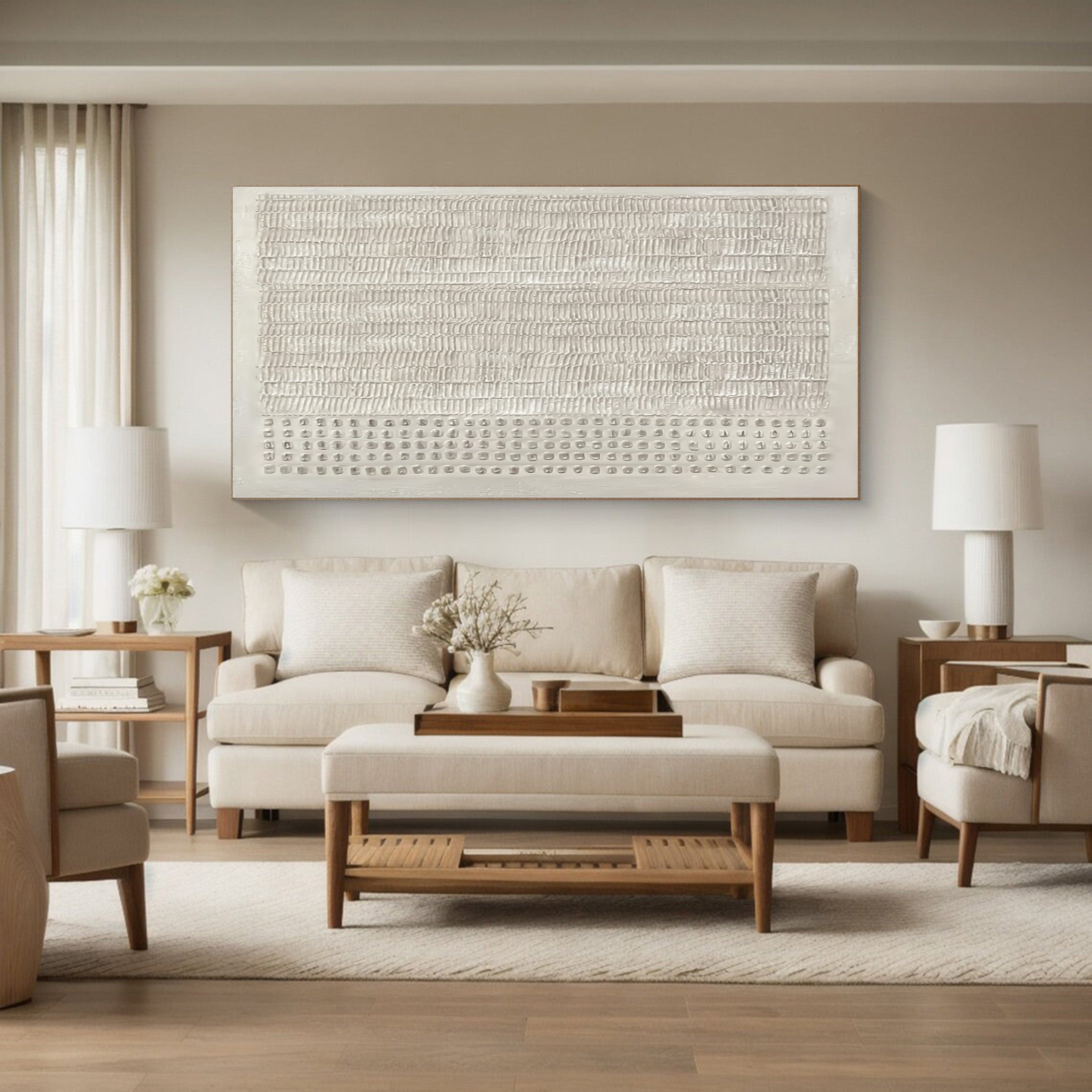 Modern Architectural Art Piece - Textured White Design #AG 032