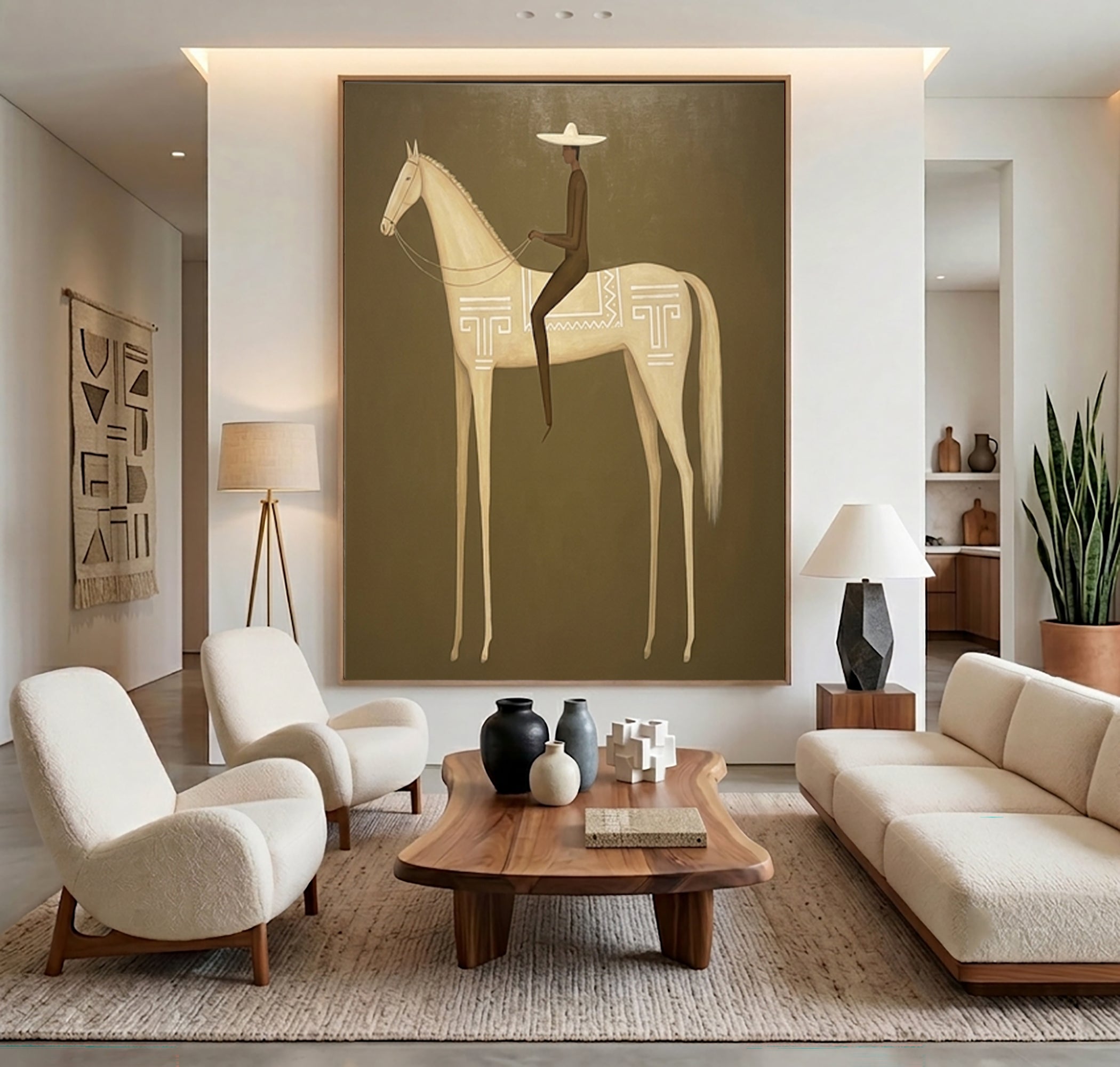 Large Elegant Rider Wall Art Horse Equestrian Oil Painting Cowboy Cowgirl Inspired Vintage Americana Western Artwork Luxury Home Decor