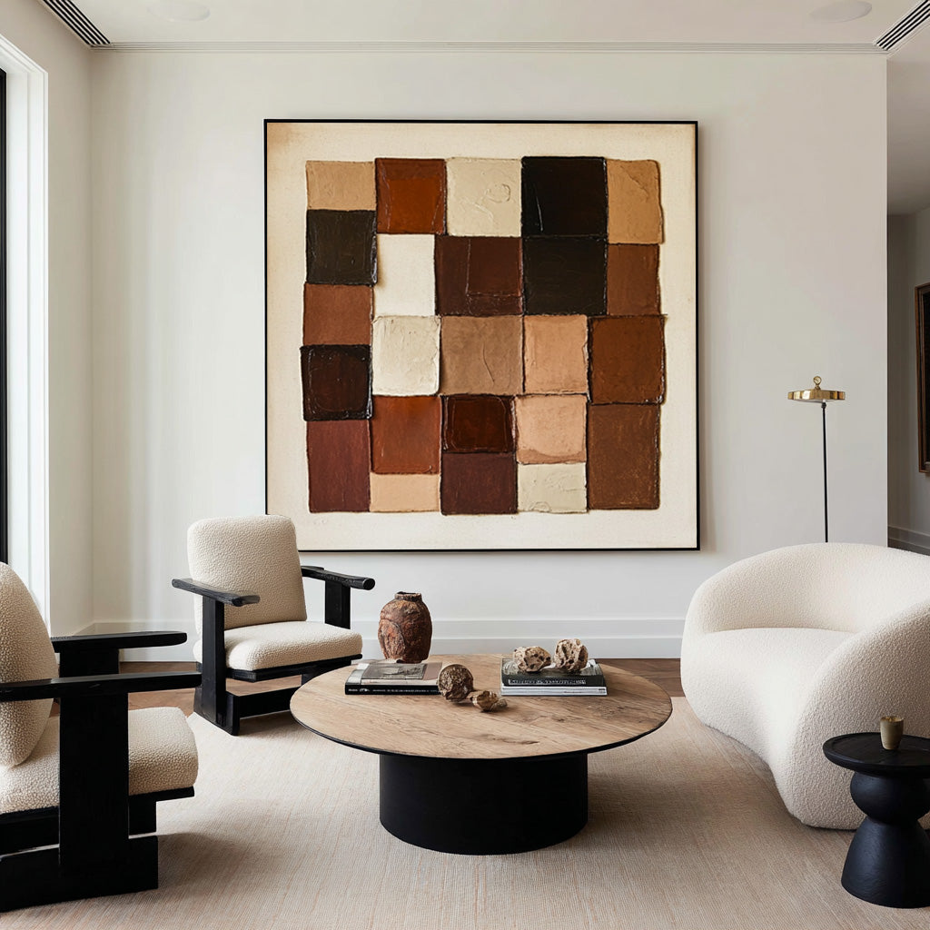 Large Abstract Earth Tone Blocks | KeiraArt #CZ 011