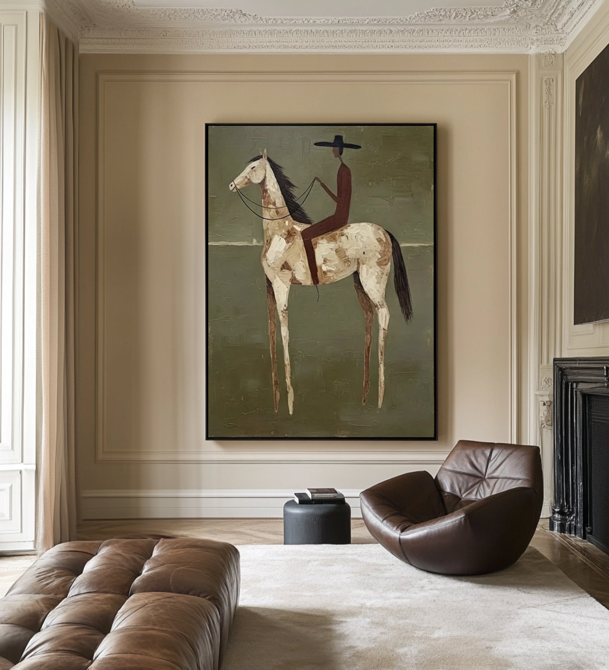 Oversized Contemporary Horse Painting Modern Equestrian Canvas Art