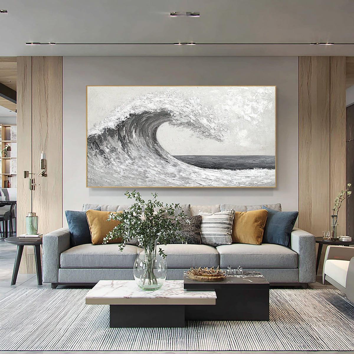 Silent Ocean Wave Hand Painted Seascape Oil Painting Textured Contemporary Ocean Wall Artwork