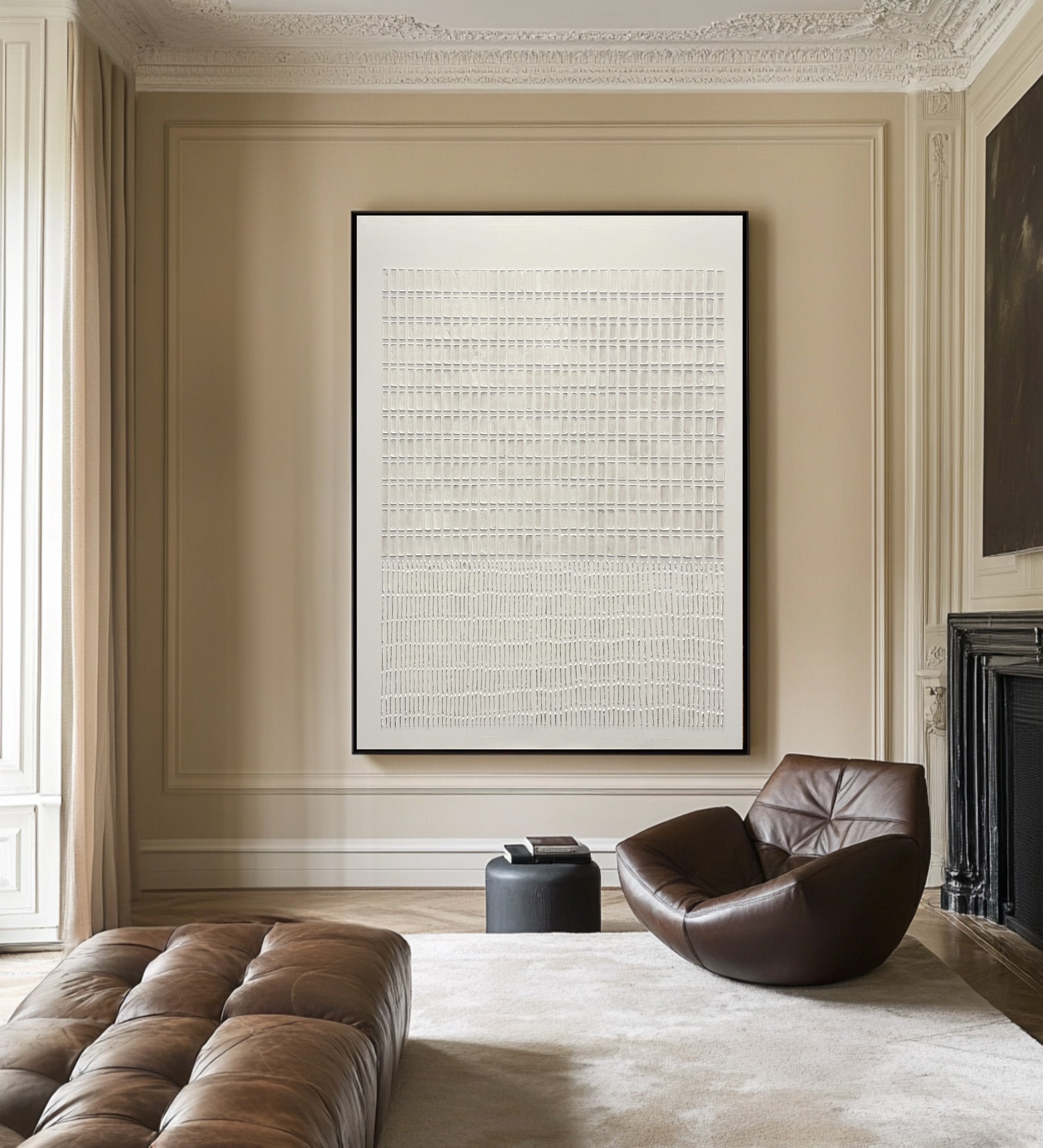 White Textured Minimal Oil Painting #CZ 048