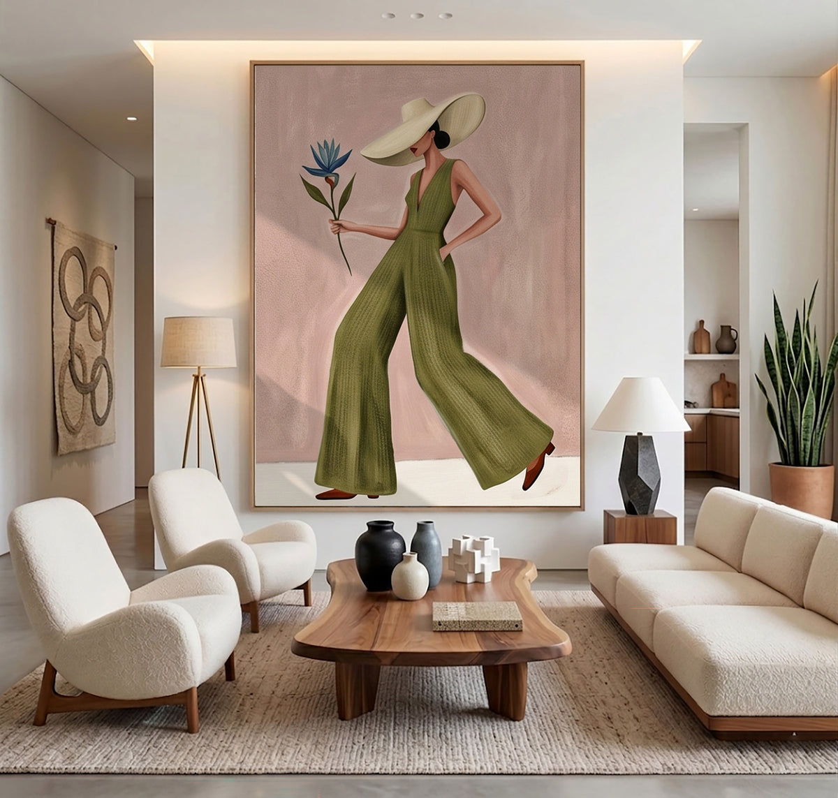 Chic Woman Painting Summer Fashion Wall Art