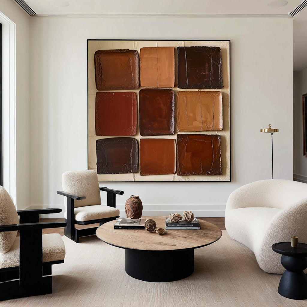 Large Earth Tone Square Grid | KeiraArt #CZ 008