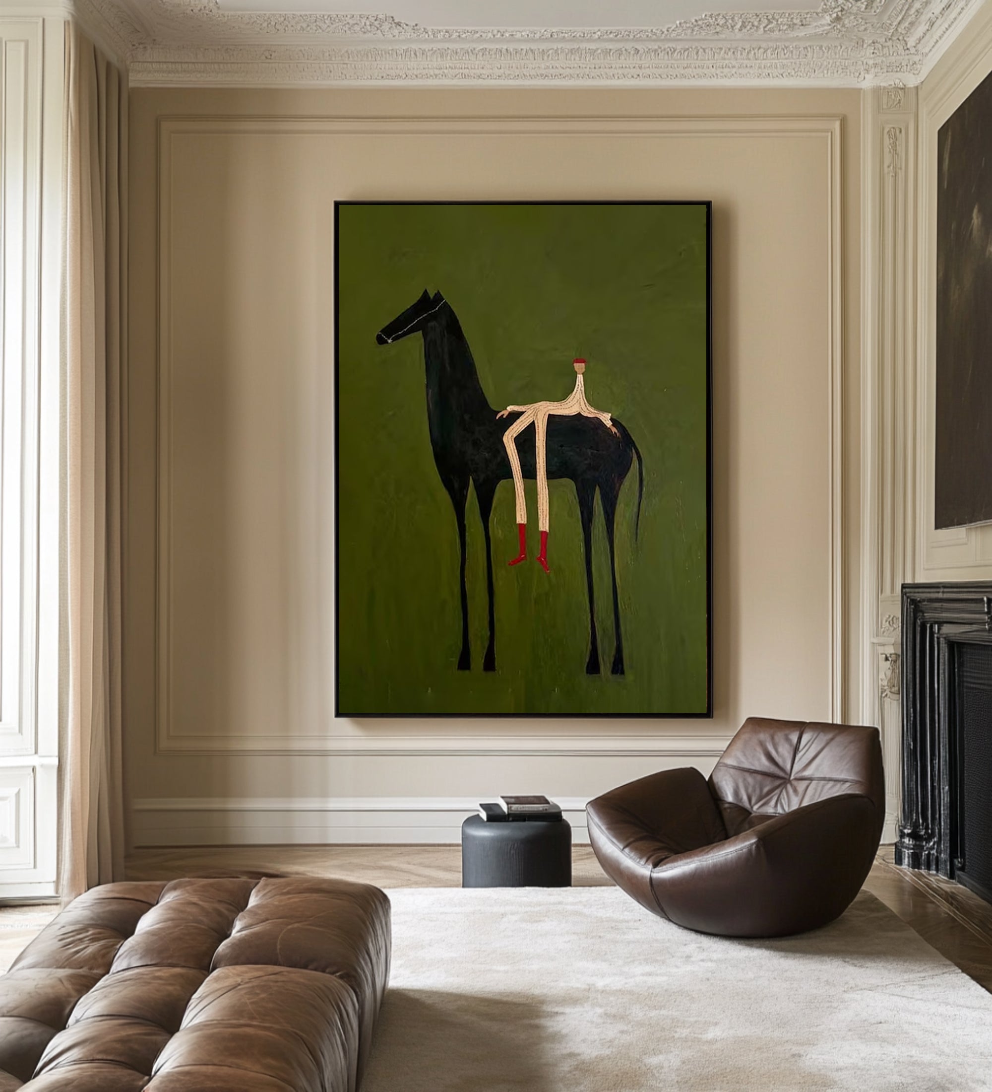 Oversized Contemporary Horse Canvas Art Modern Abstract Painting 