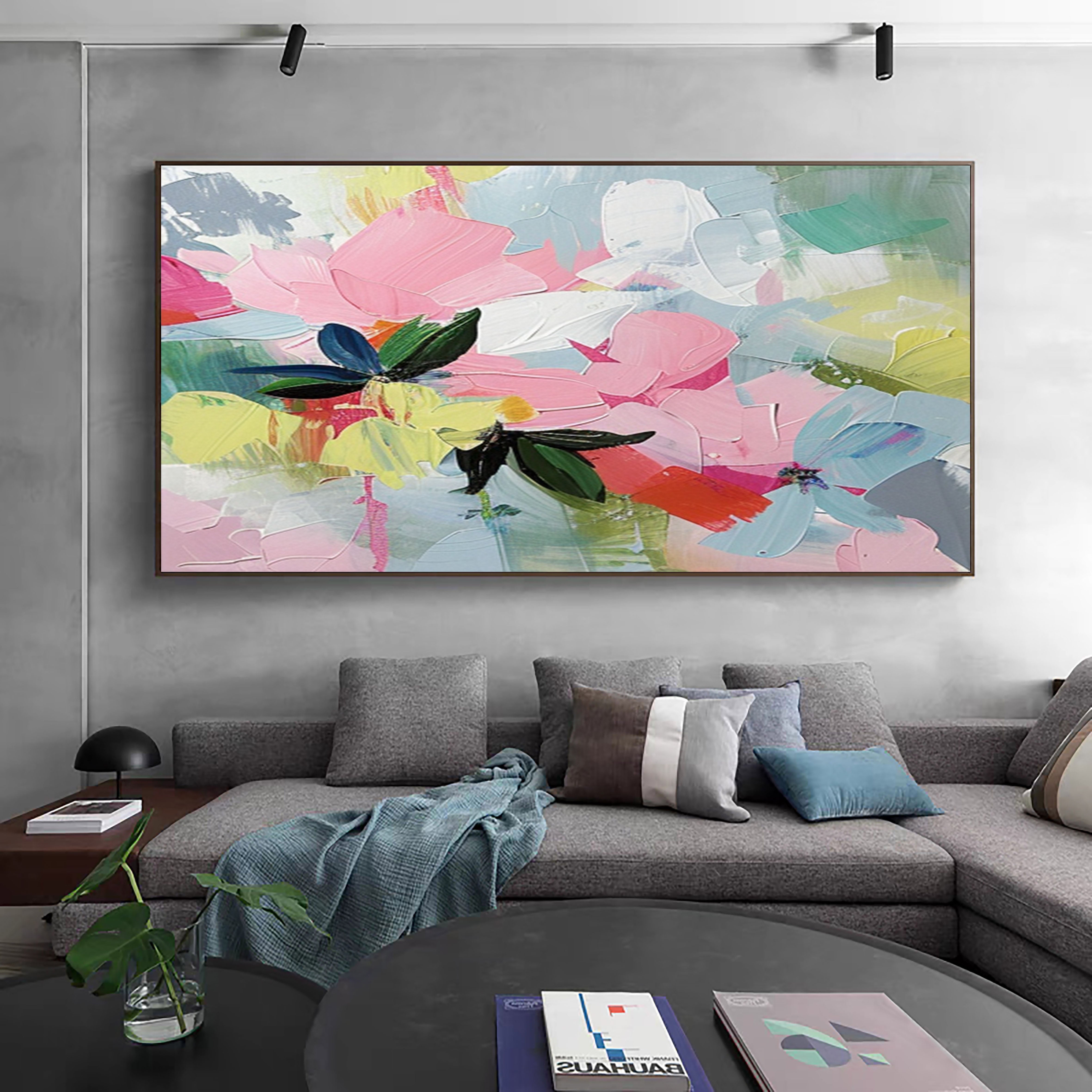 Exotic Bloom Abstract Art Bright Floral Canvas #FT 013