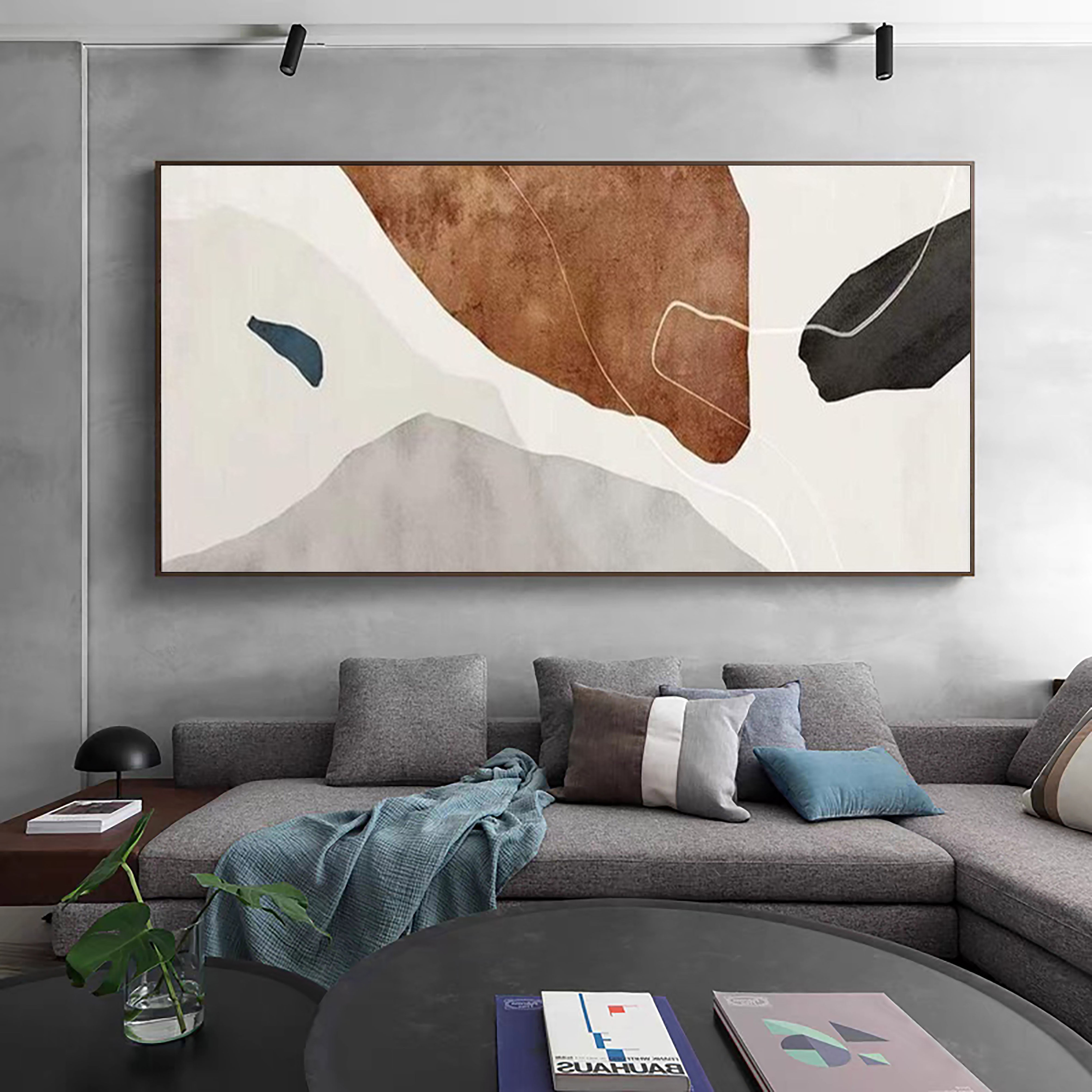 Abstract Geometry Large Neutral Tones Canvas Art #MCP 030