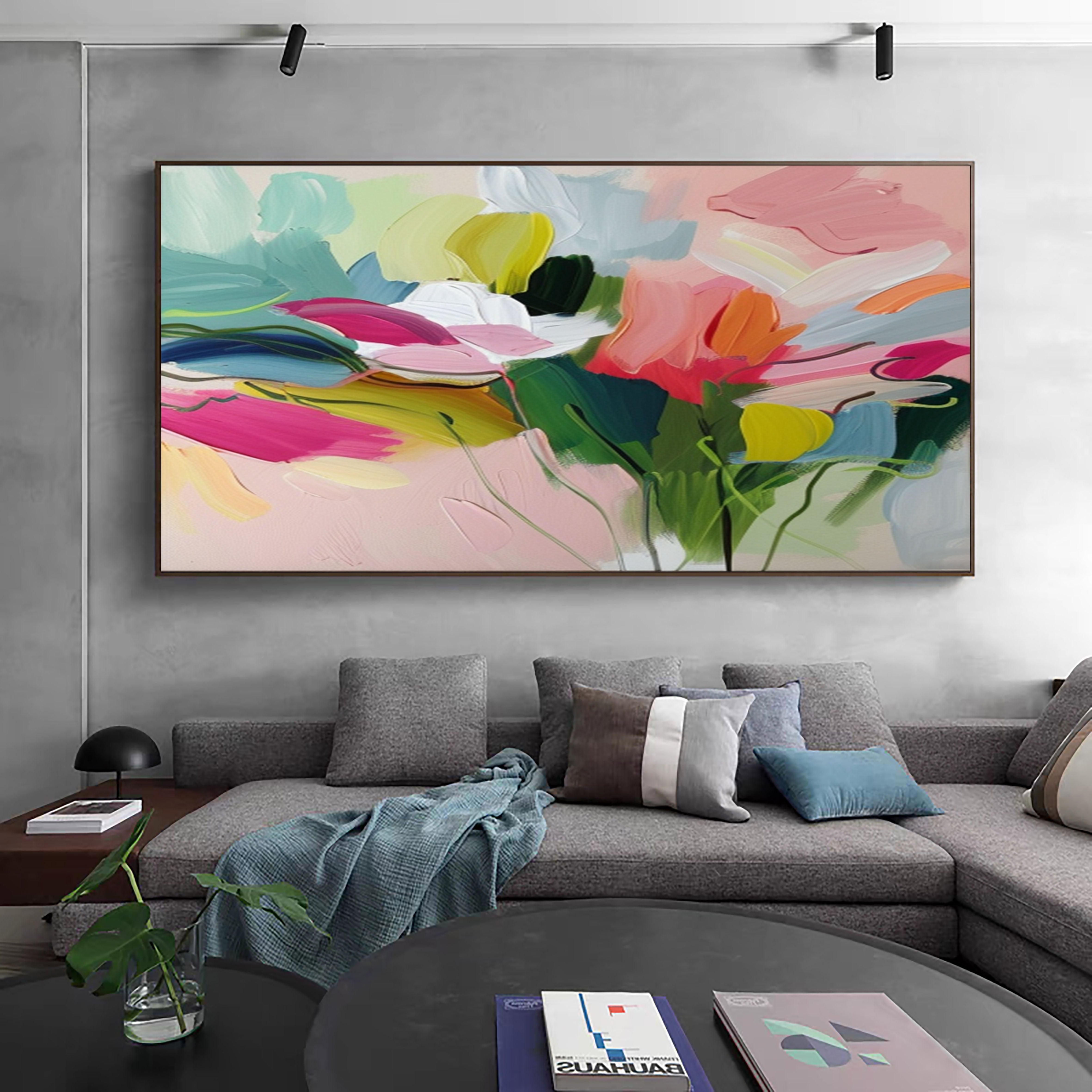 Exotic Bloom Abstract Art Bright Floral Canvas #FT 014