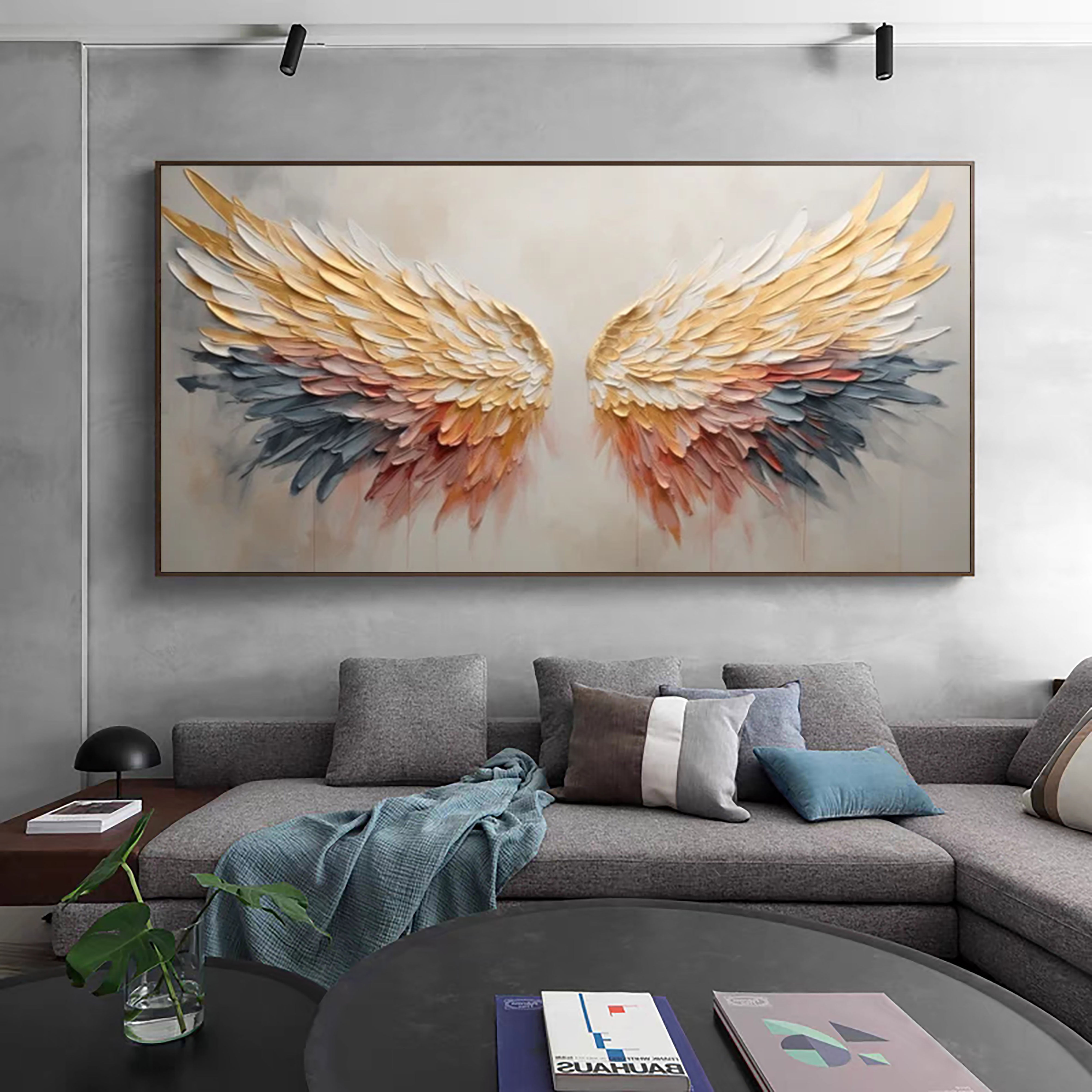 Celestial Grace Colorful Textured Angel Wings Artwork #MMA 169