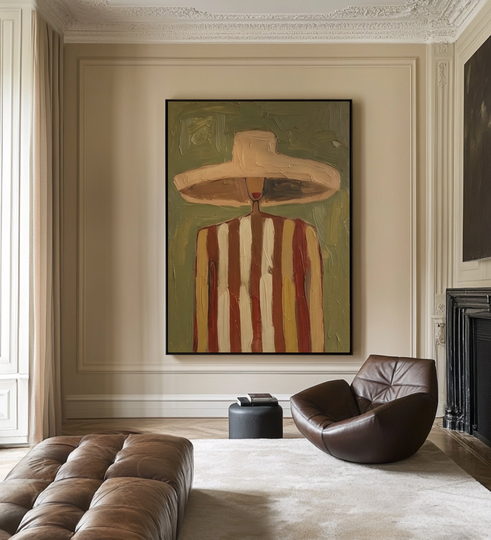 Oversized Contemporary Woman Portrait Canvas Art Modern Abstract Painting