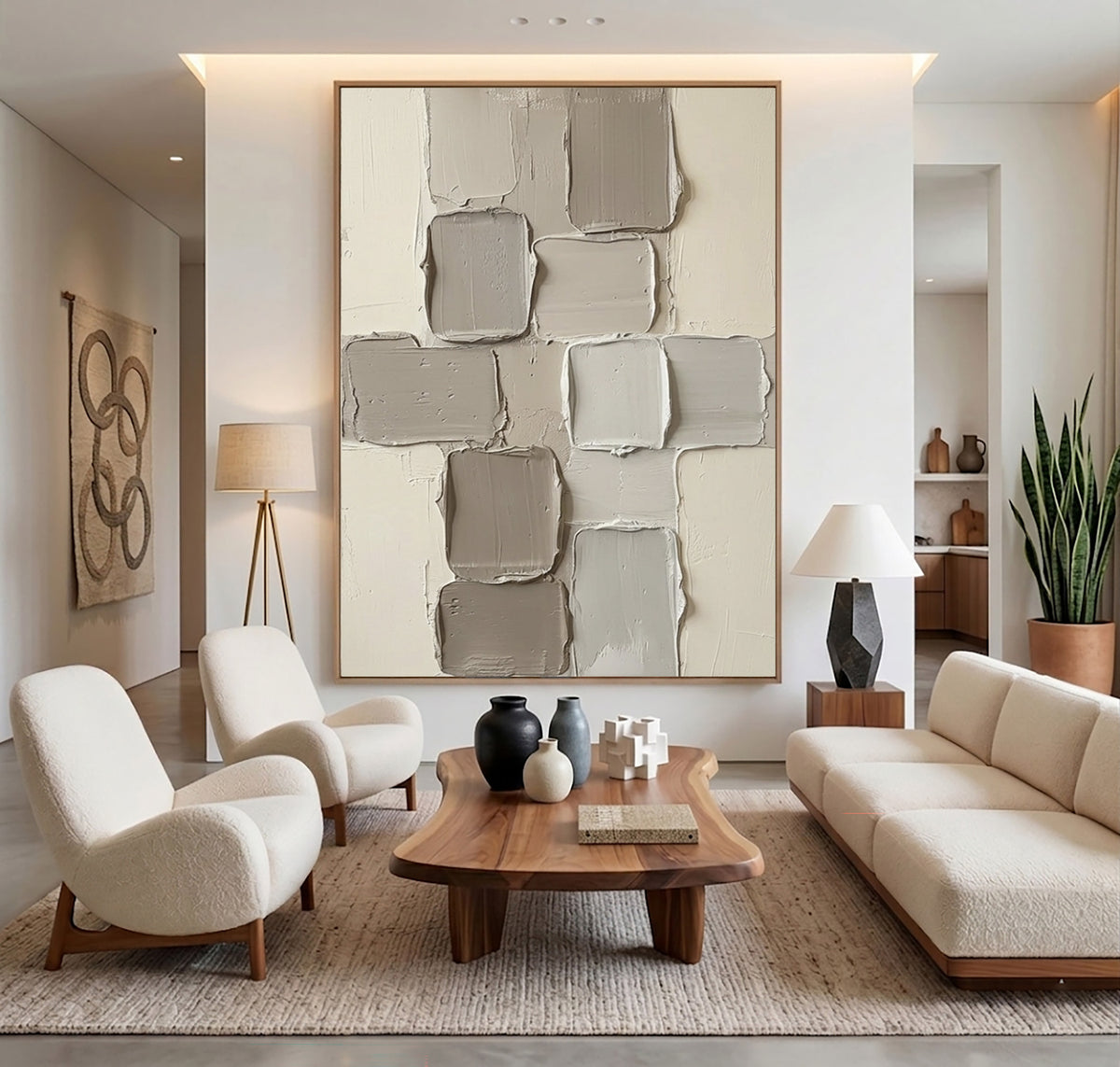 A Quiet Stack Of Structures Large Neutral Textured Abstract Wall Art Sculptural Relief Modern Architectural Decor