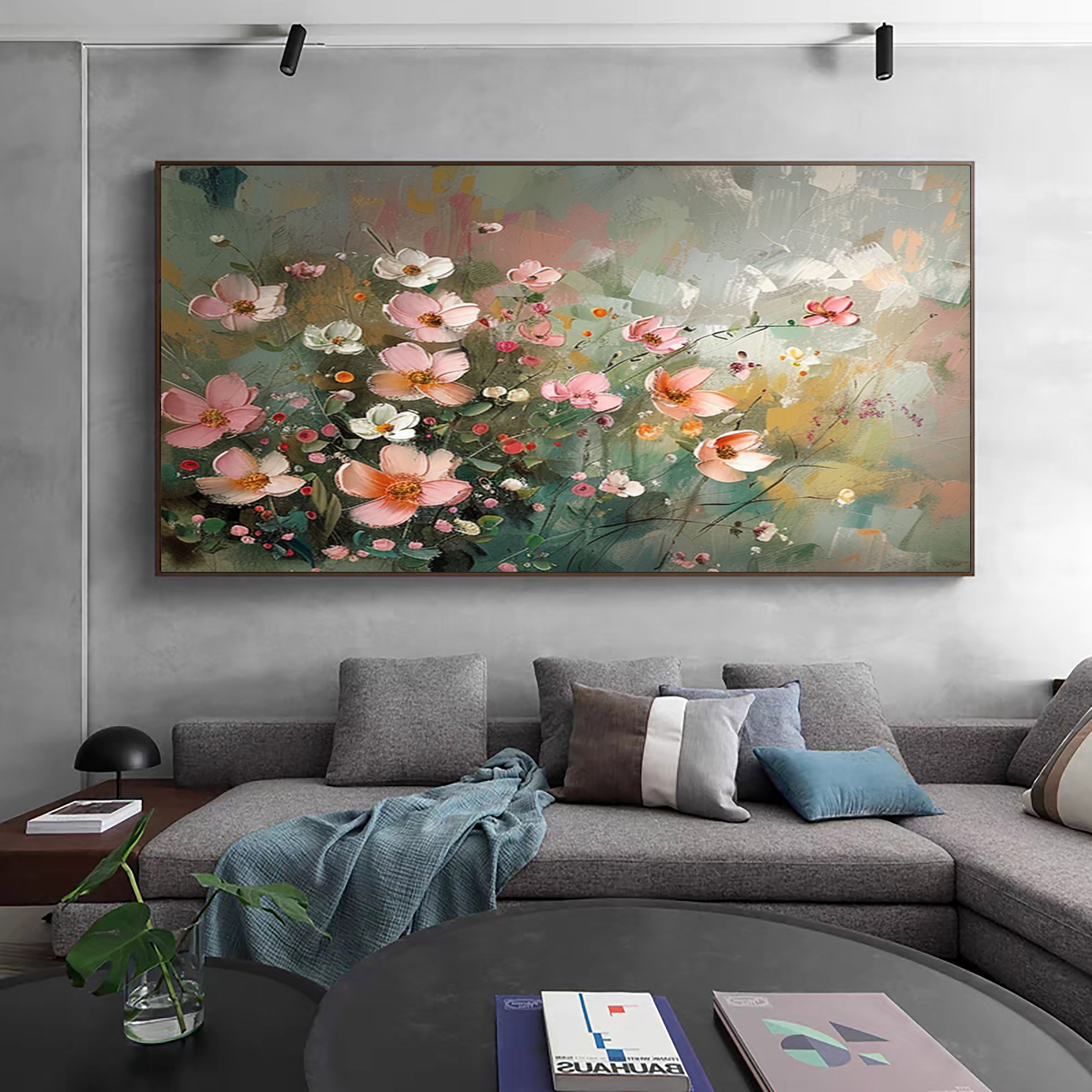 Summer Flowers Abstract Painting Bright Wall Decor #FT 012