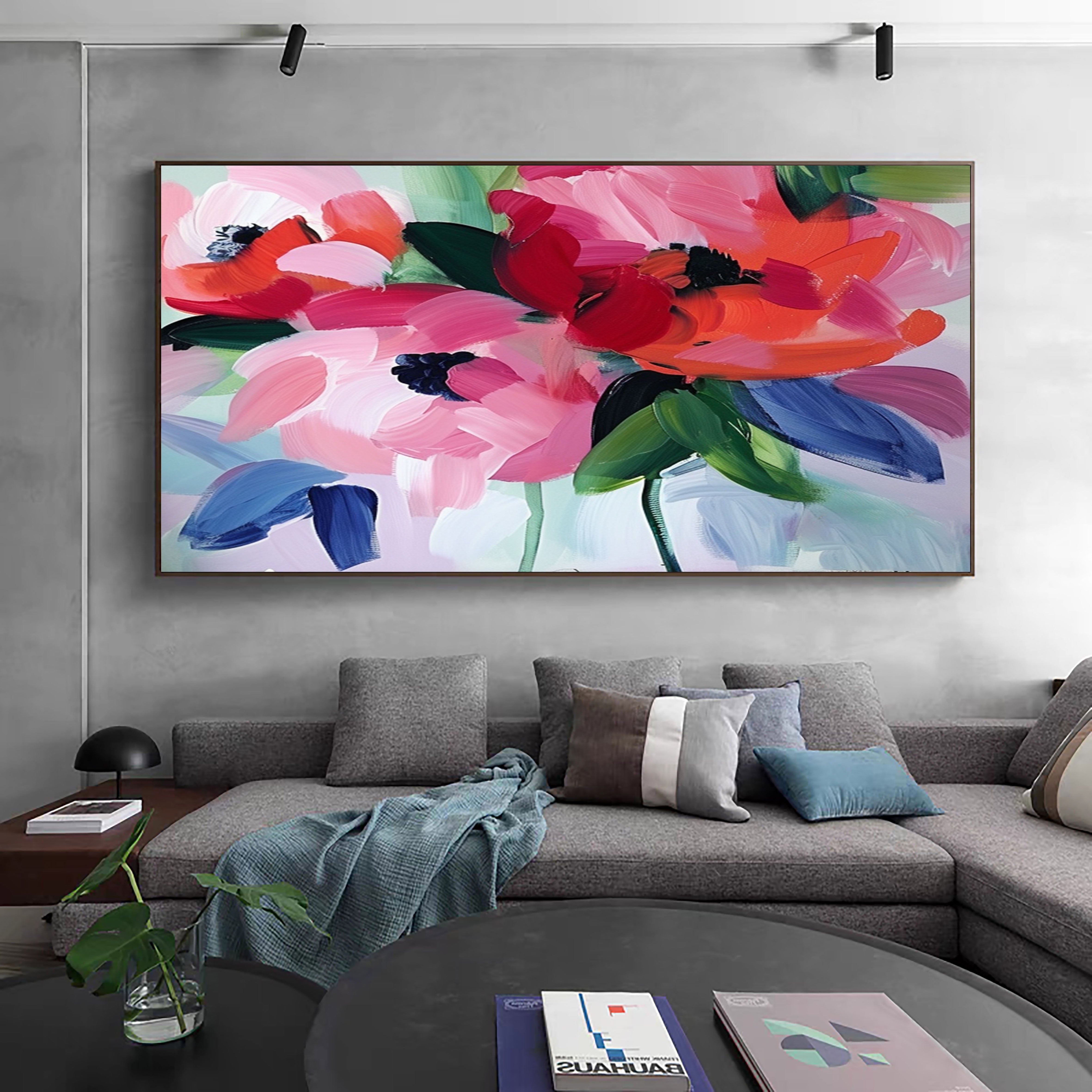 Exotic Bloom Abstract Art Bright Floral Canvas #FT 015