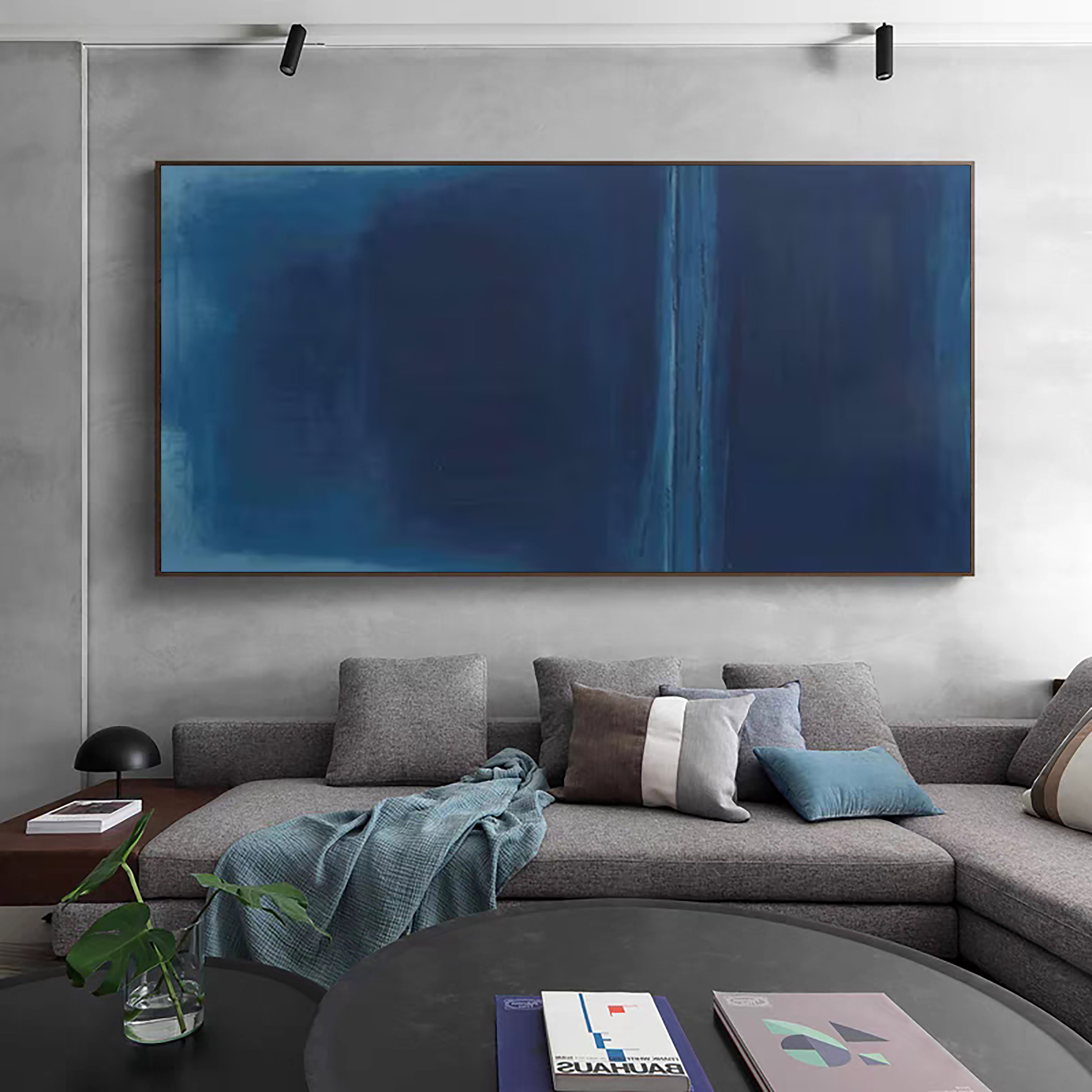 Mystic Depths Large Blue Abstract Canvas Art For Home Decor #AP 061