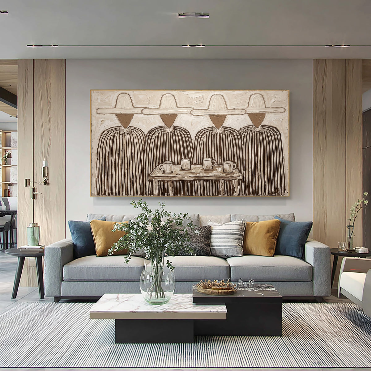 Southwestern Folk Art, Rustic Figurative Painting, Textured Wall Artwork