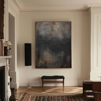 Oversized Dark Textured Abstract Painting for Luxury Interiors #AP 105