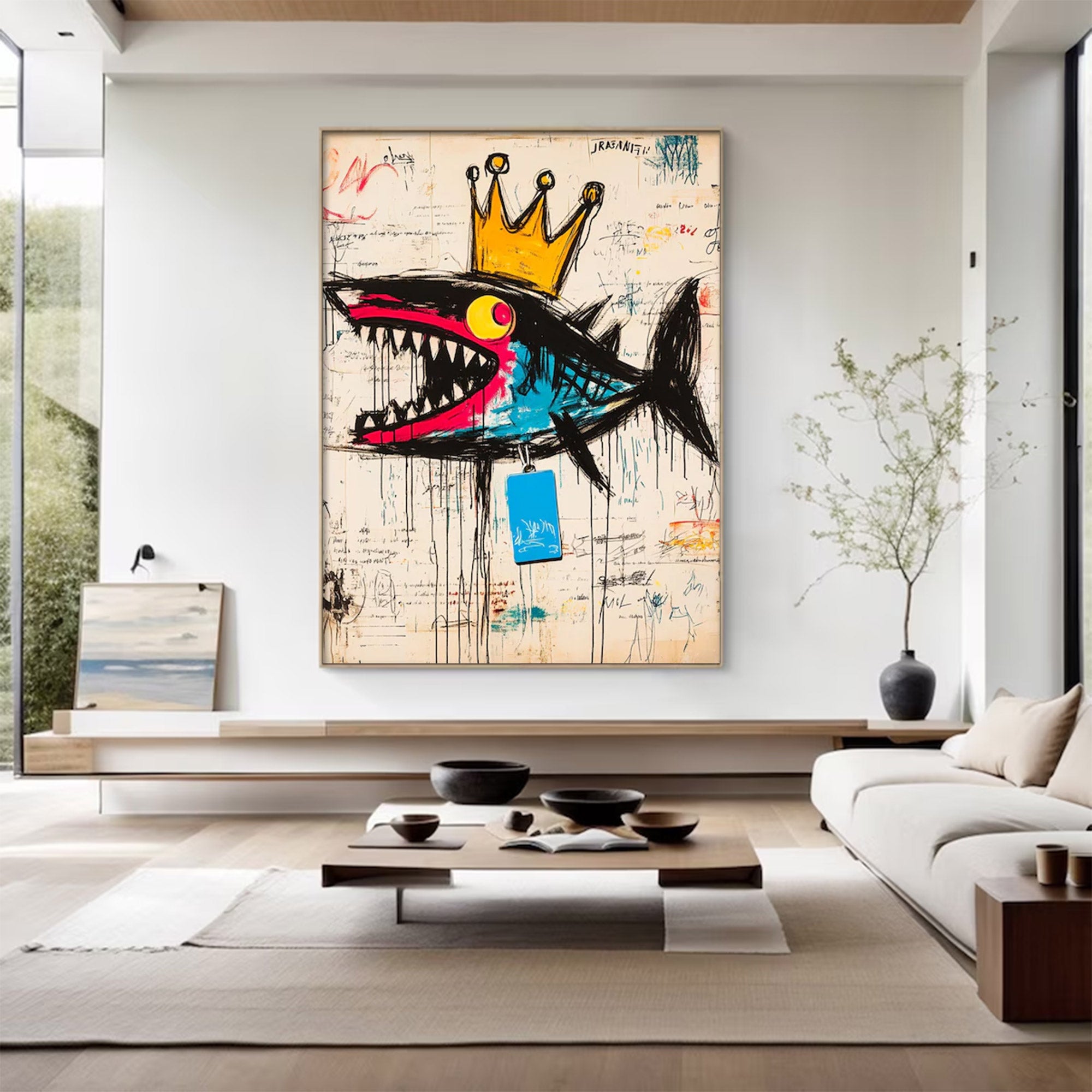Large Street Art Crowned Shark | KeiraArt #AG 137
