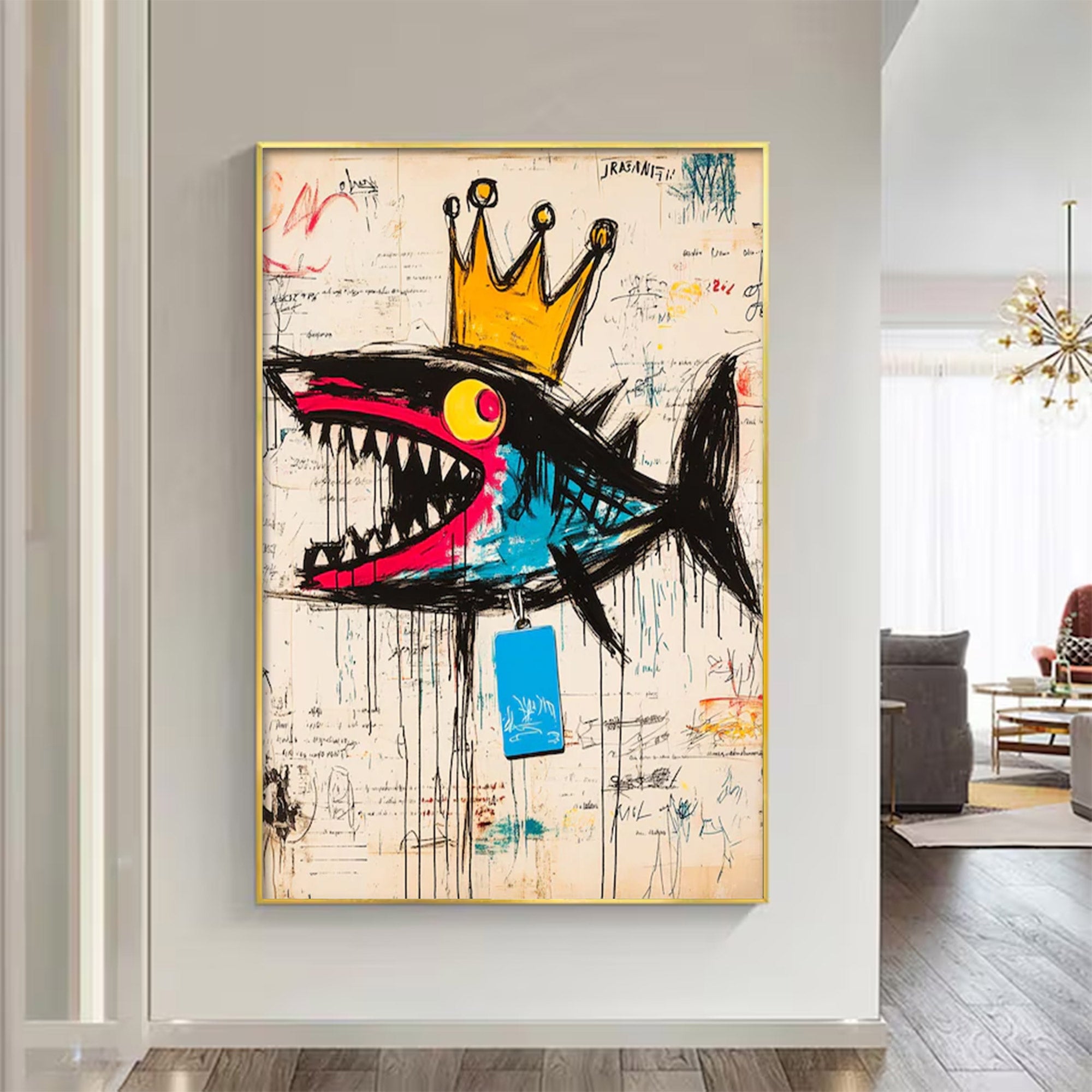 Large Street Art Crowned Shark | KeiraArt #AG 137