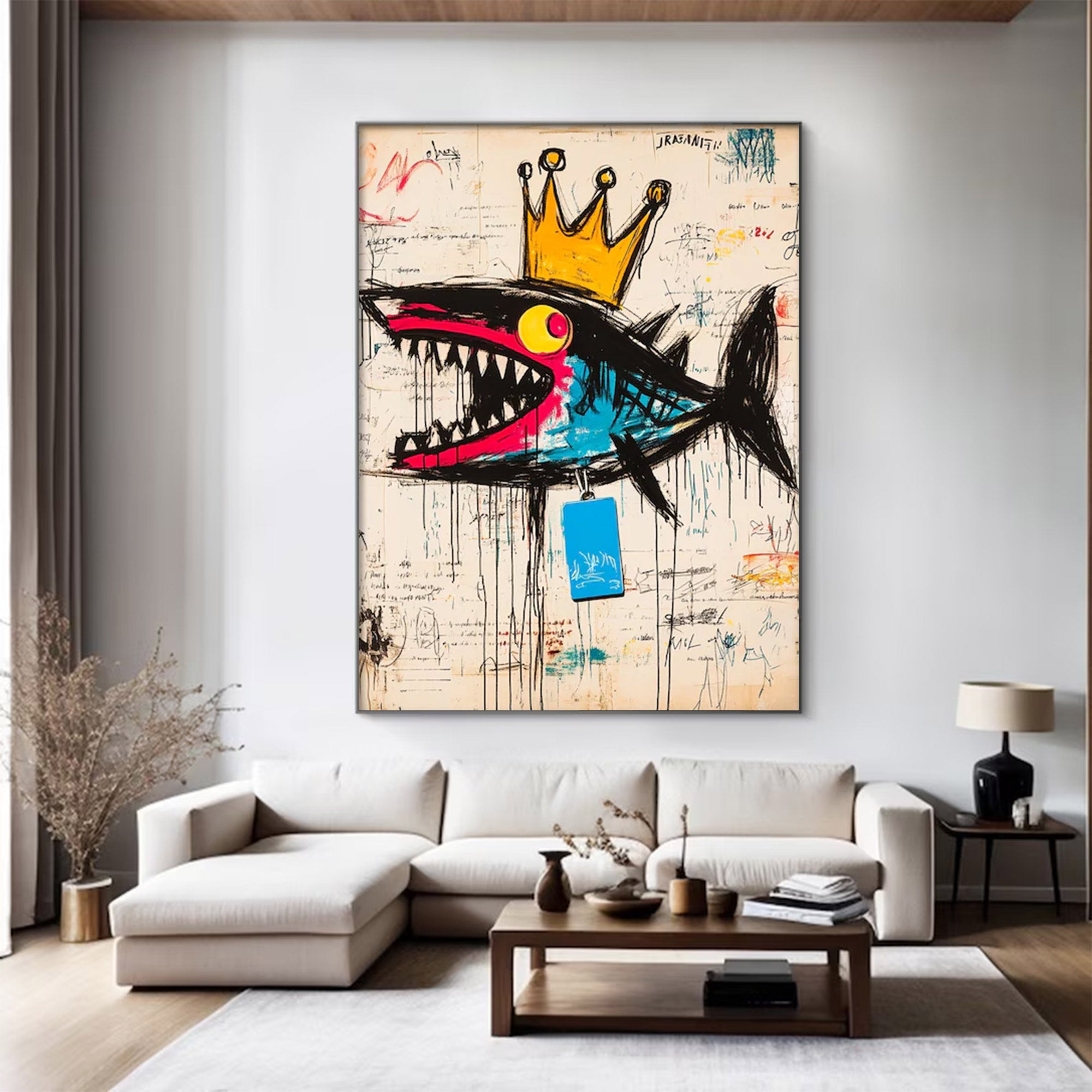 Large Street Art Crowned Shark | KeiraArt #AG 137