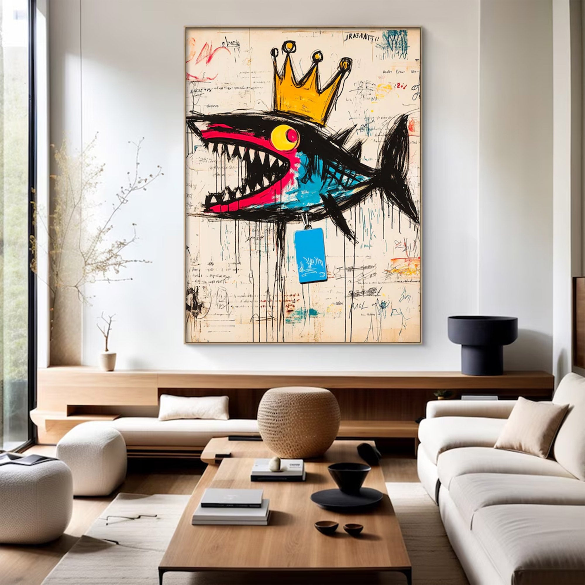 Large Street Art Crowned Shark | KeiraArt #AG 137