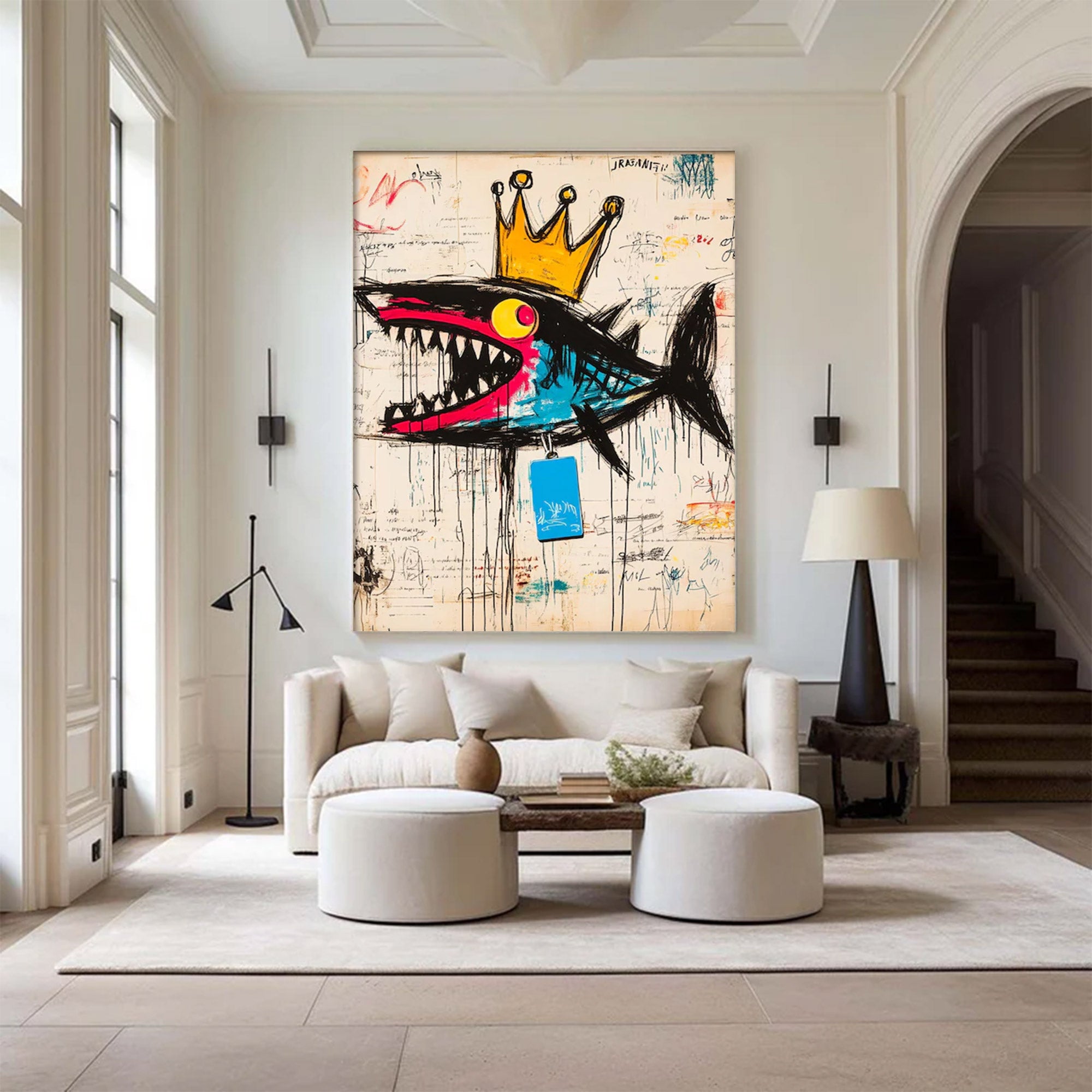 Large Street Art Crowned Shark | KeiraArt #AG 137