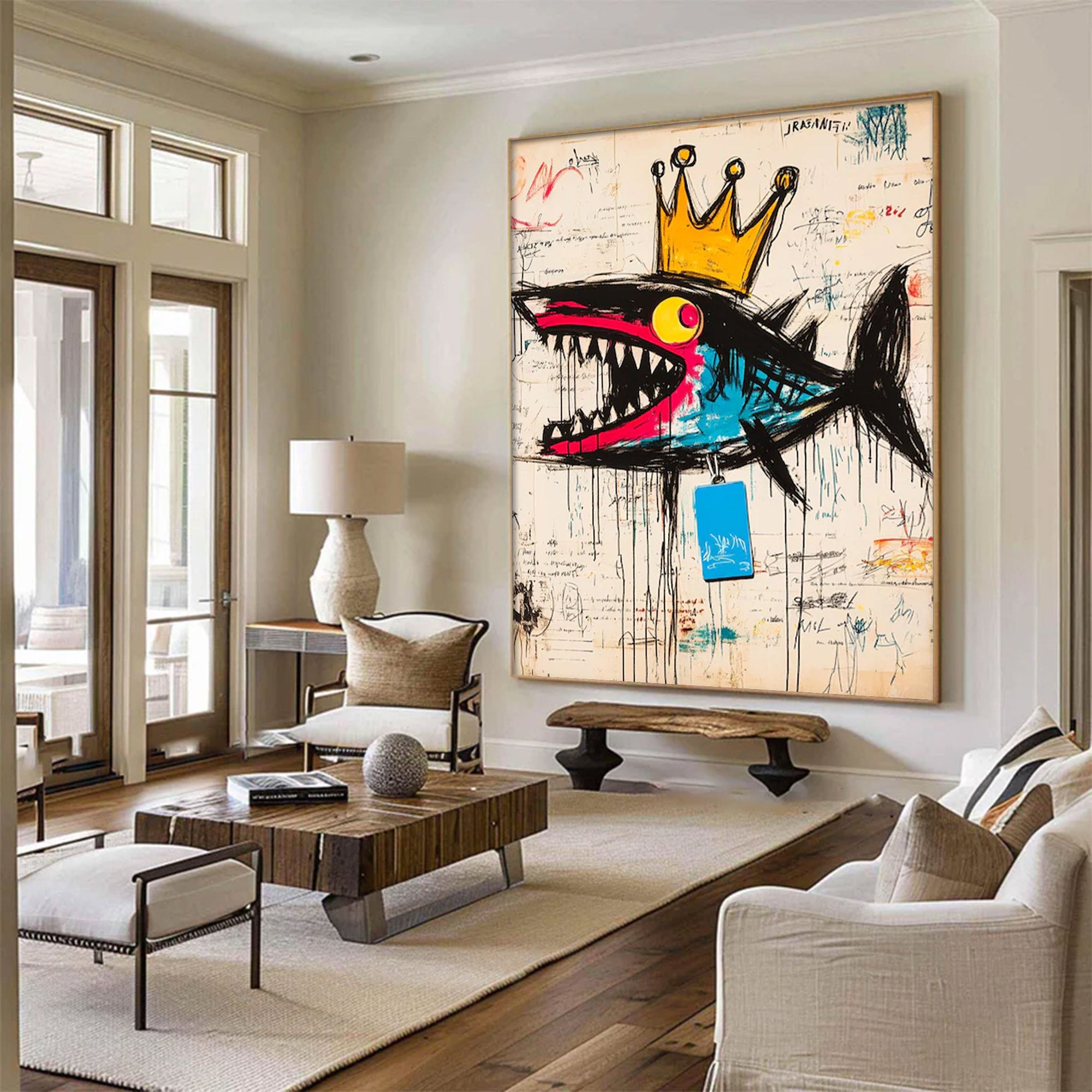 Large Street Art Crowned Shark | KeiraArt #AG 137