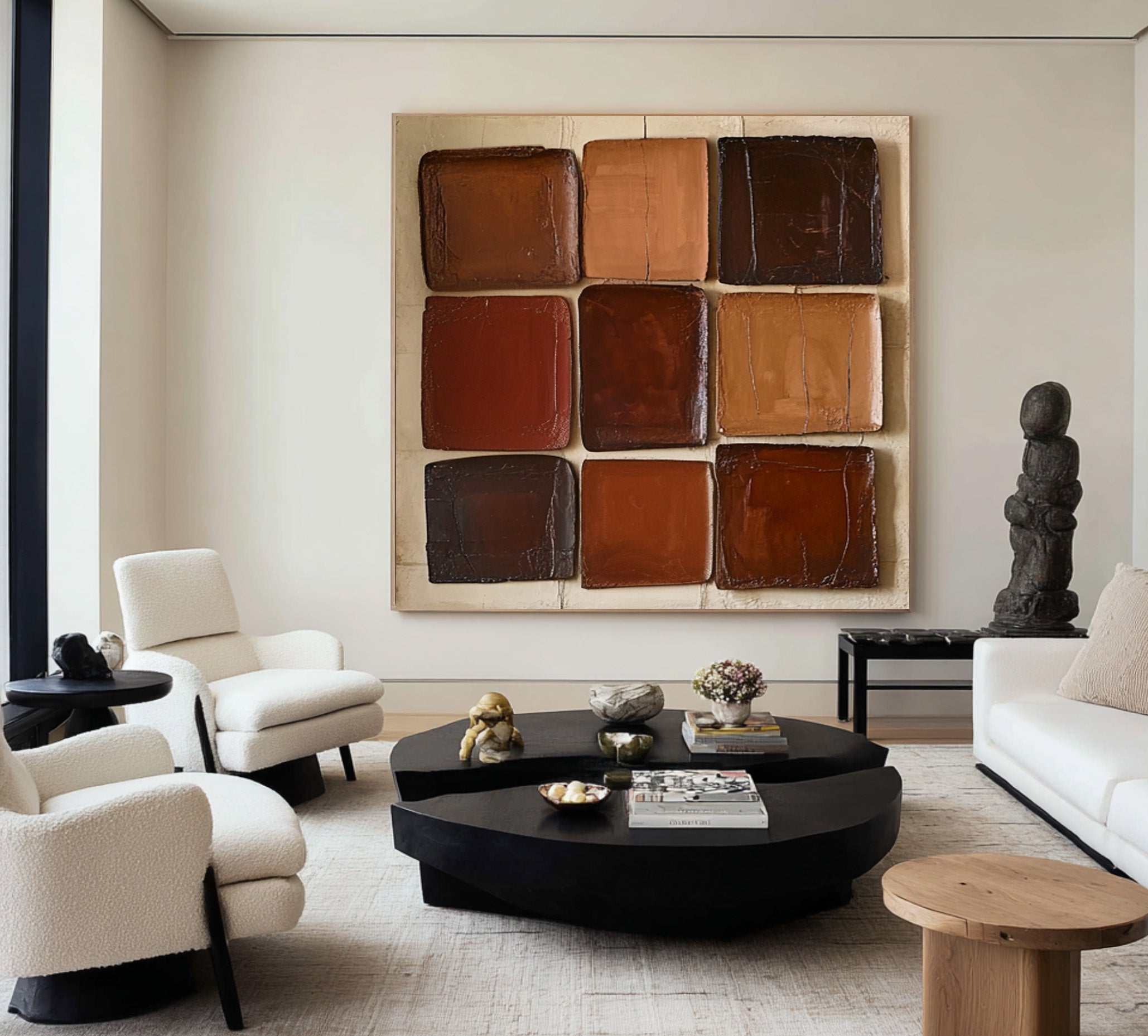 Large Earth Tone Square Grid | KeiraArt #CZ 008