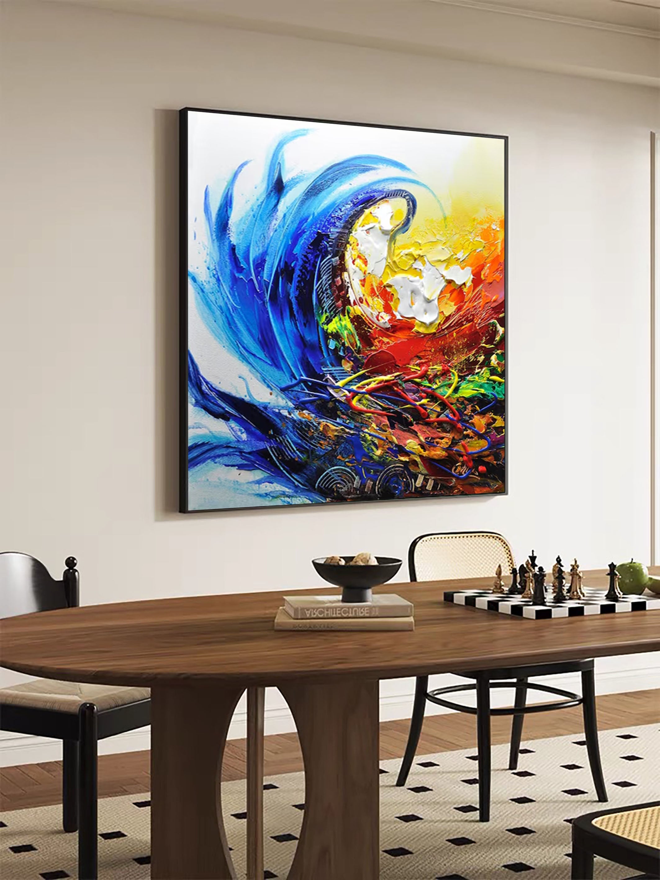 Blue Surge Abstract Expressionist Art on Canvas #AP 036