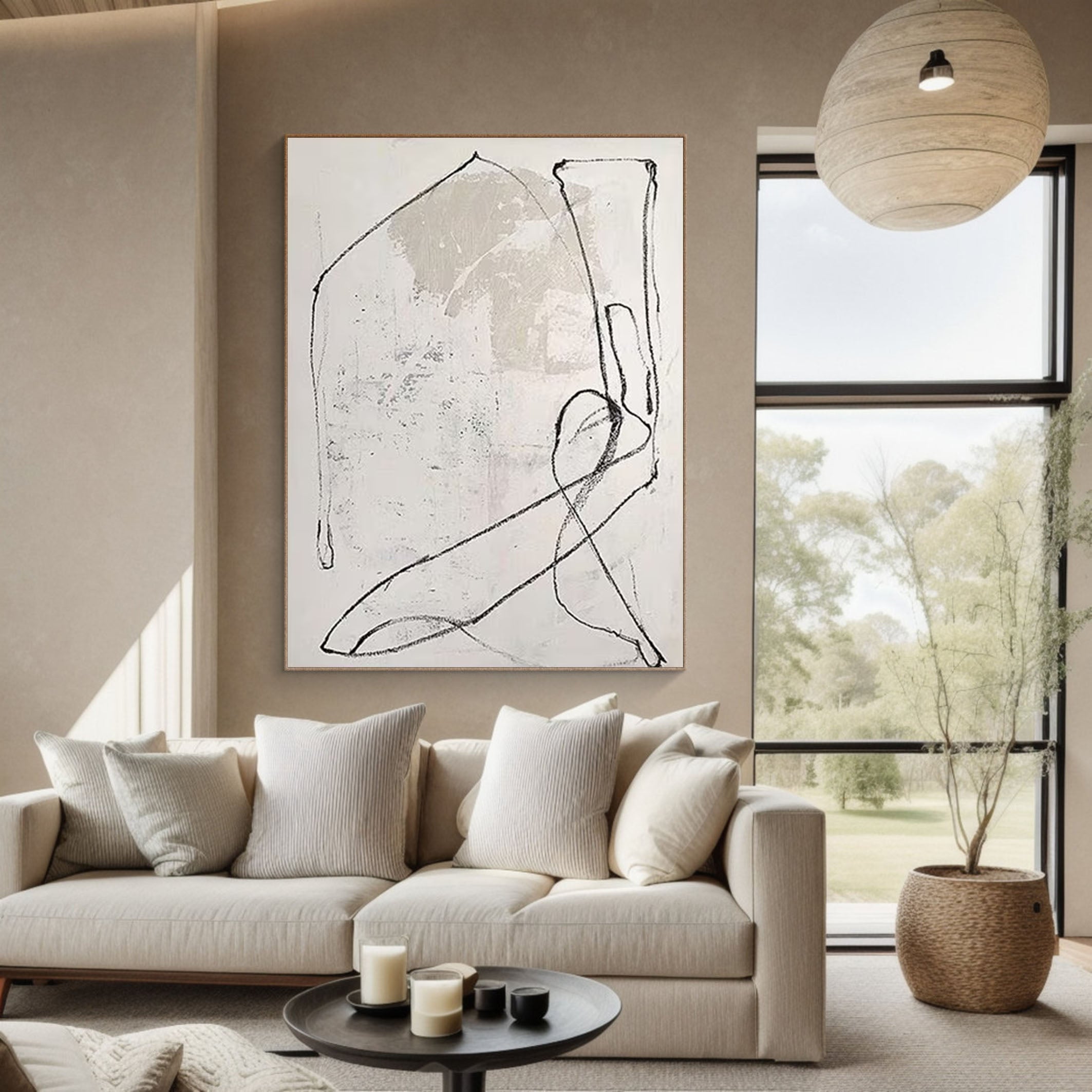 Soft Color Abstract Line Art for Contemporary Interiors #AP 066