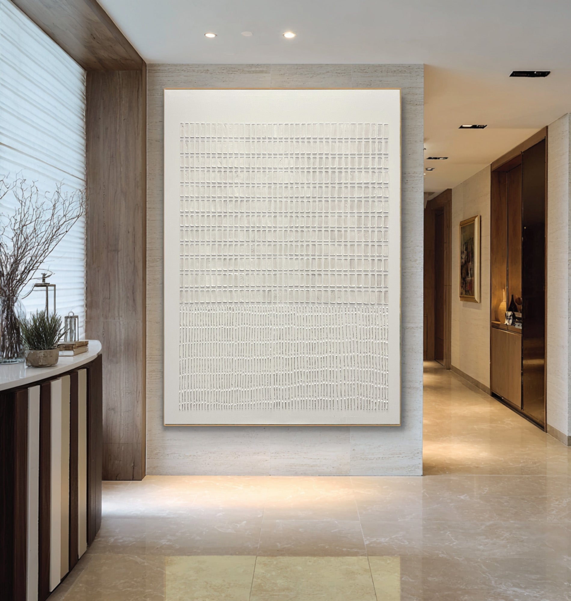 White Textured Minimal Oil Painting #CZ 048