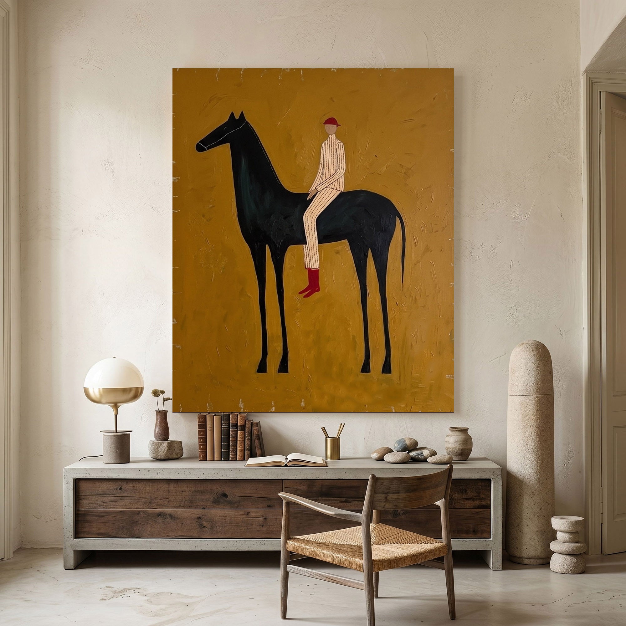 Large Cowboy Horse Wall Art Modern Western Contemporary Canvas Painting
