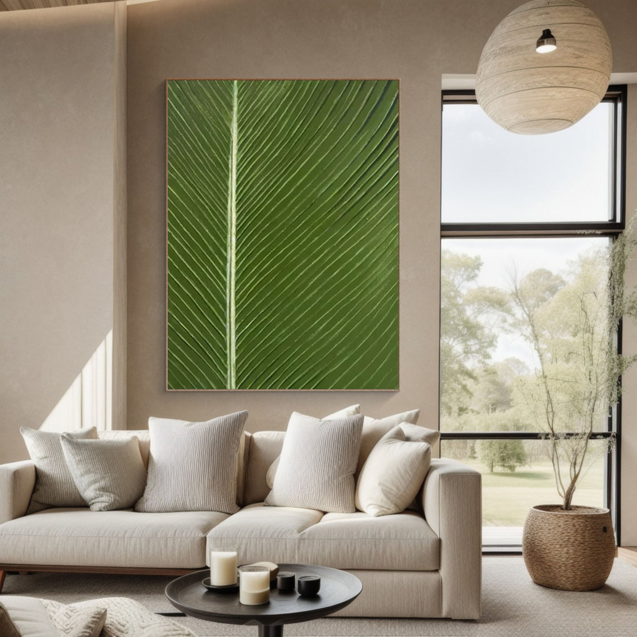 Green Leaf Abstract Art Botanical Wall Decor for Modern Spaces #AP 064