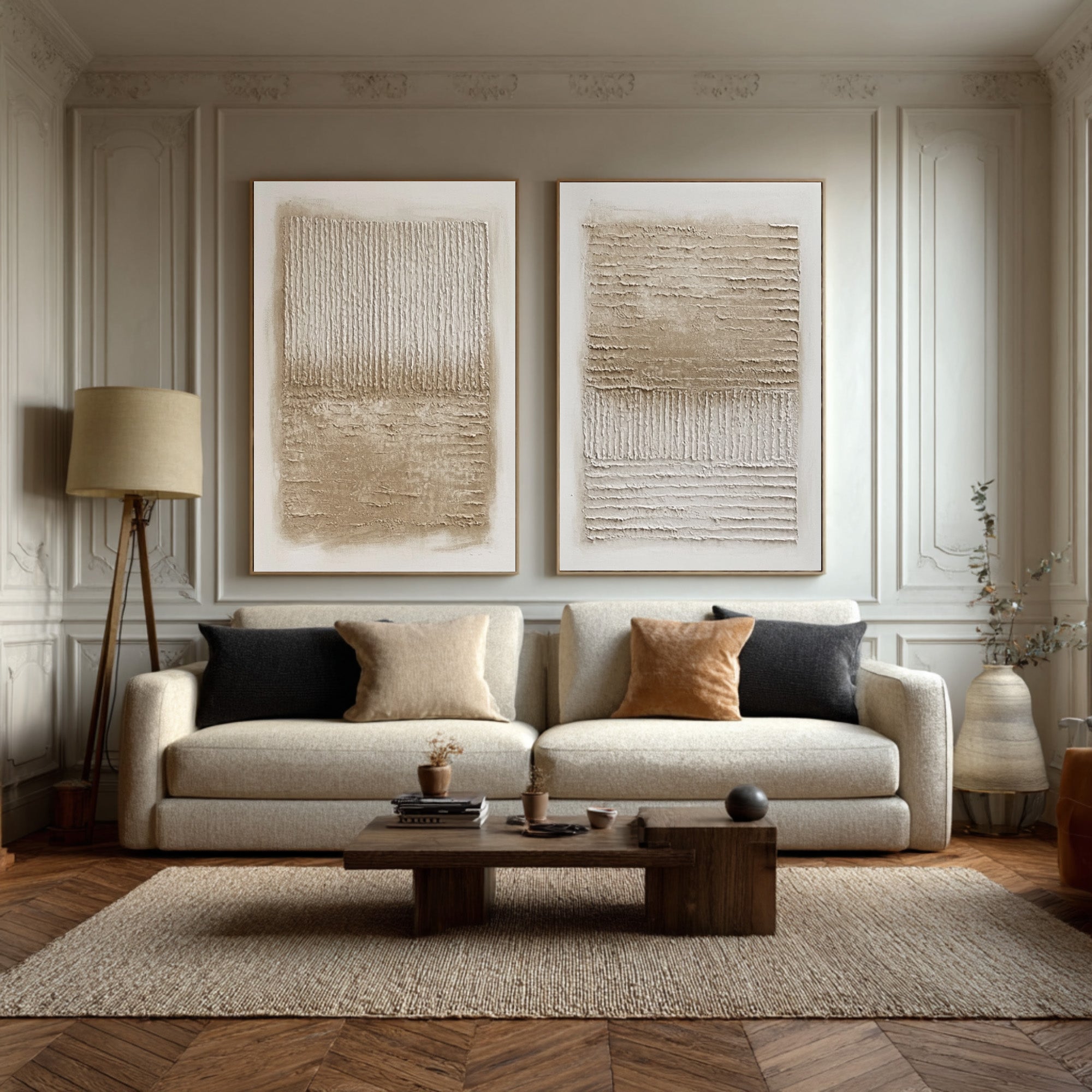 Modern Striped Impasto Wall Art Set Of 2 #AG 021