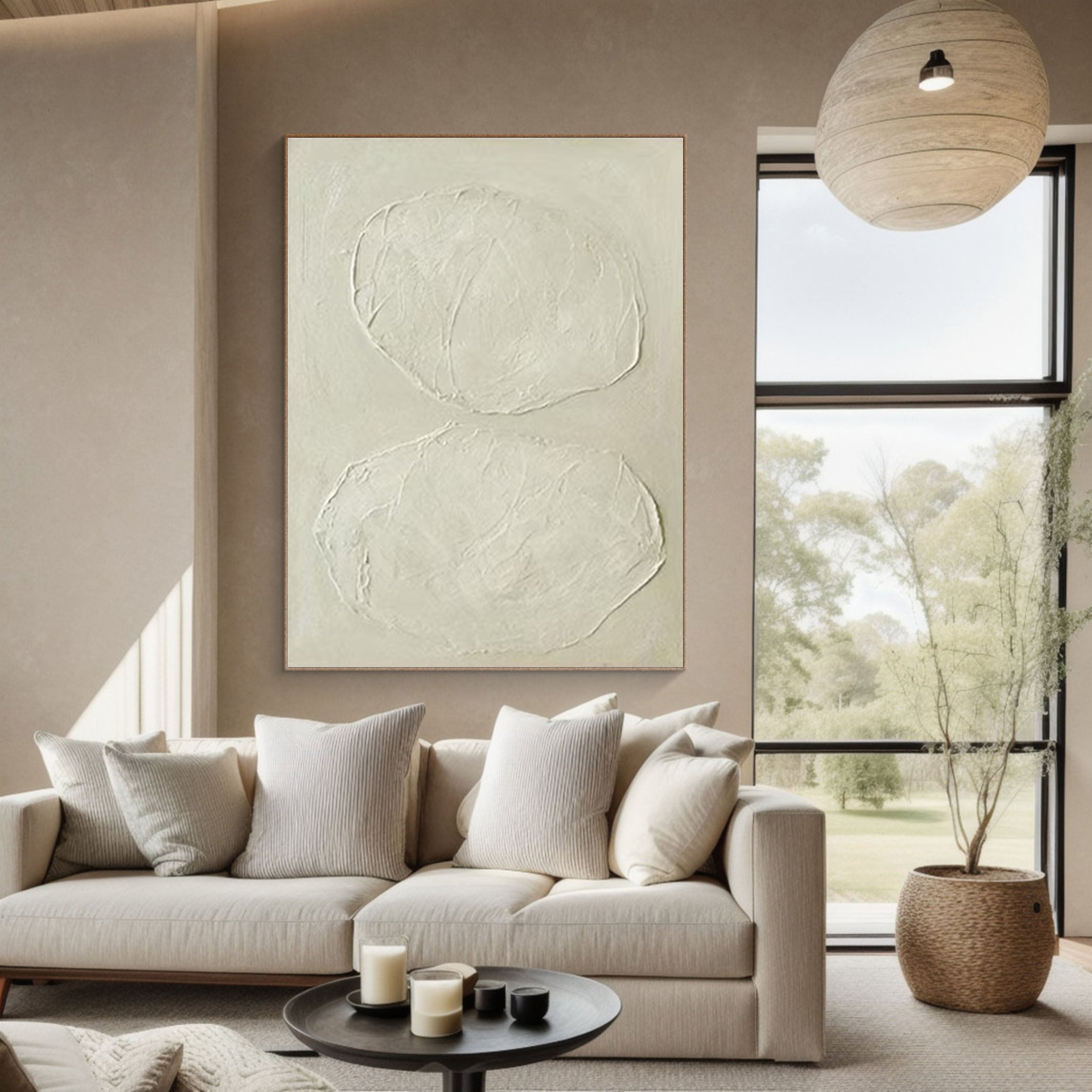 Handcrafted Neutral Abstract Painting Minimalist Decor #MMA 182