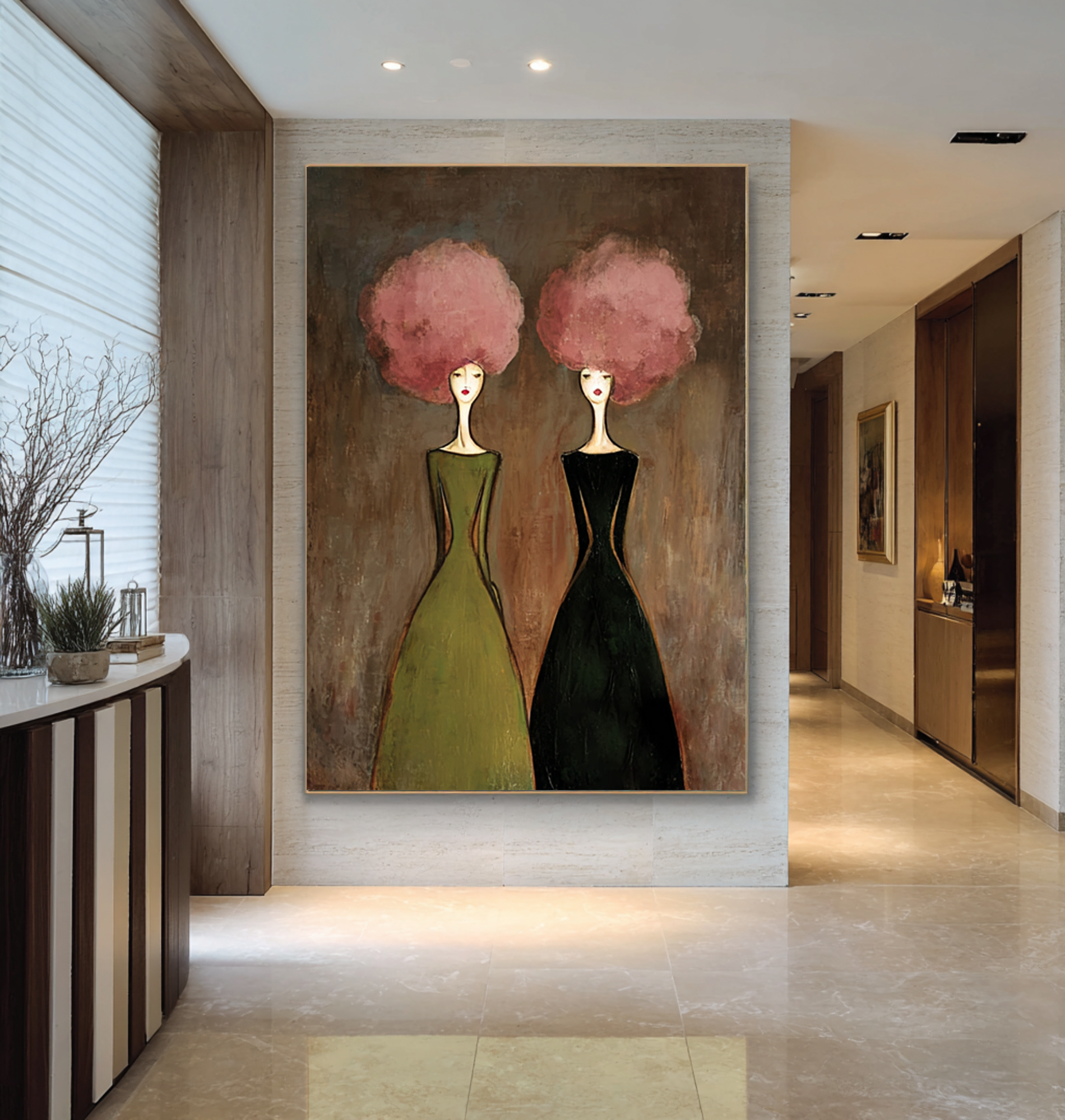 Minimal Figurative Oil Painting with Soft Pink Details #CZ 052