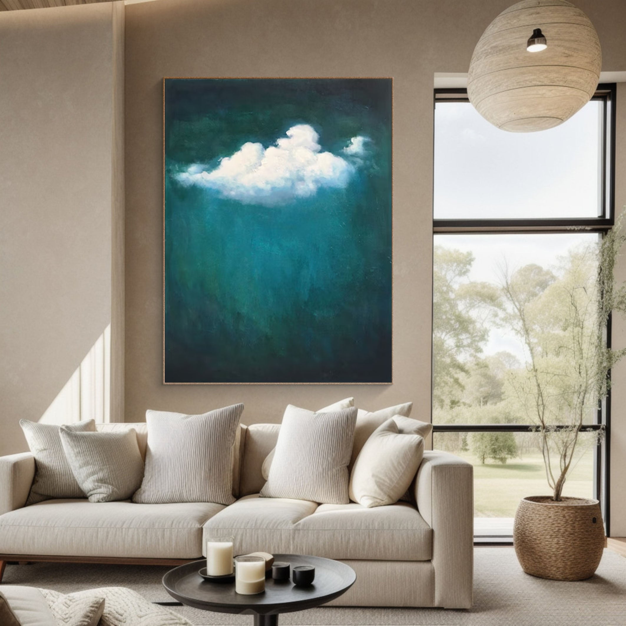 Celestial Serenity Large Abstract Cloud Painting #OS 067