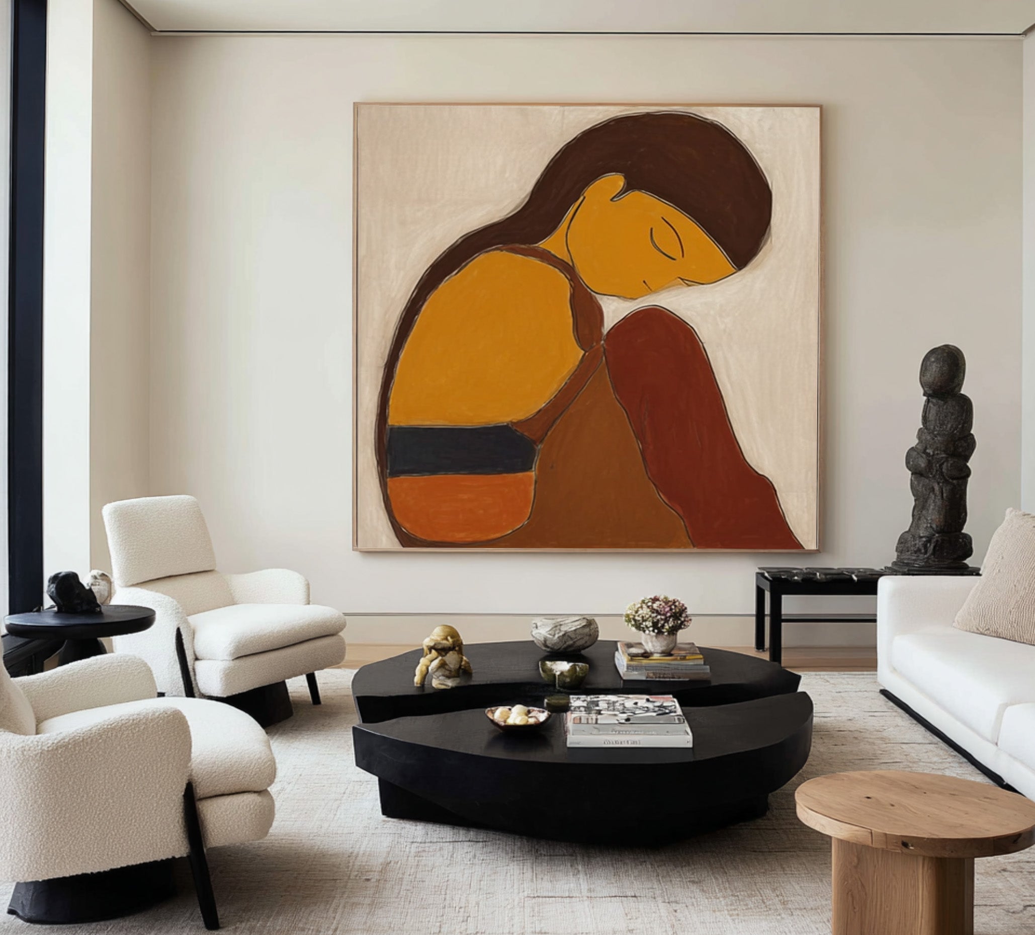 Mid Century Modern Abstract Figure Painting #CZ 030