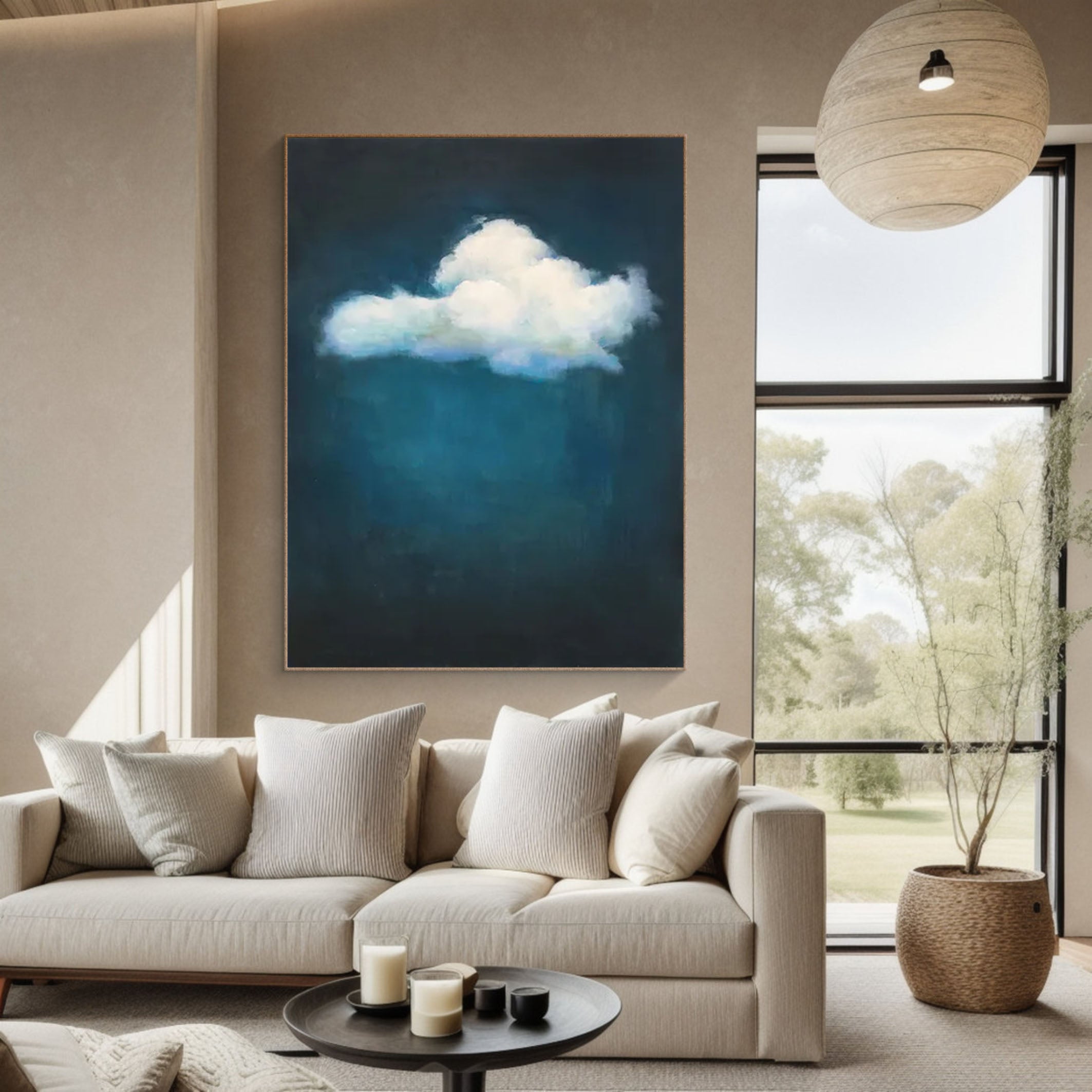 Celestial Serenity Large Abstract Cloud Painting #OS 069