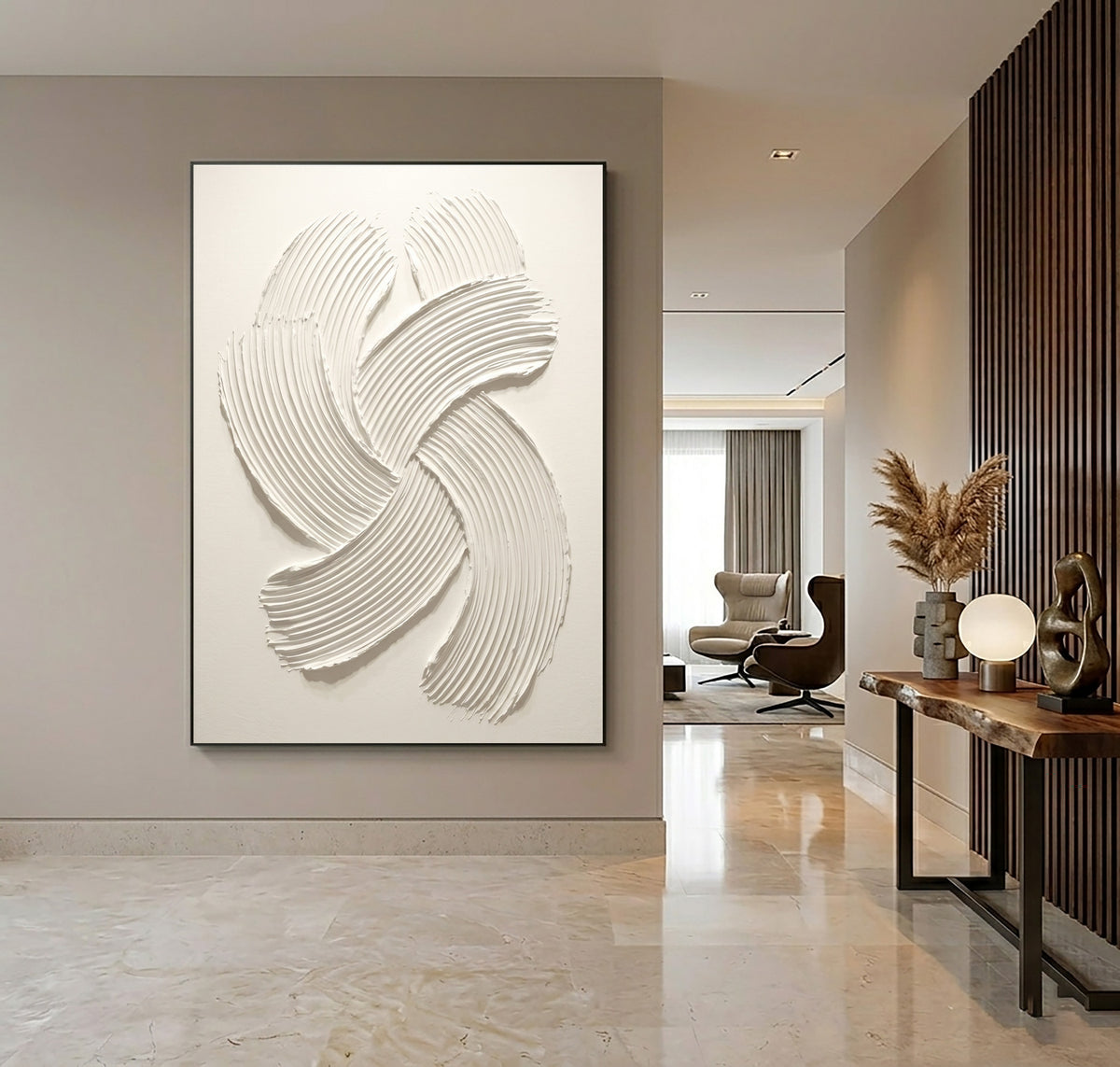 Quiet Motion In White Relief Large Textured Wall Art Minimalist Sculptural Abstract Artwork Quiet Luxury Decor