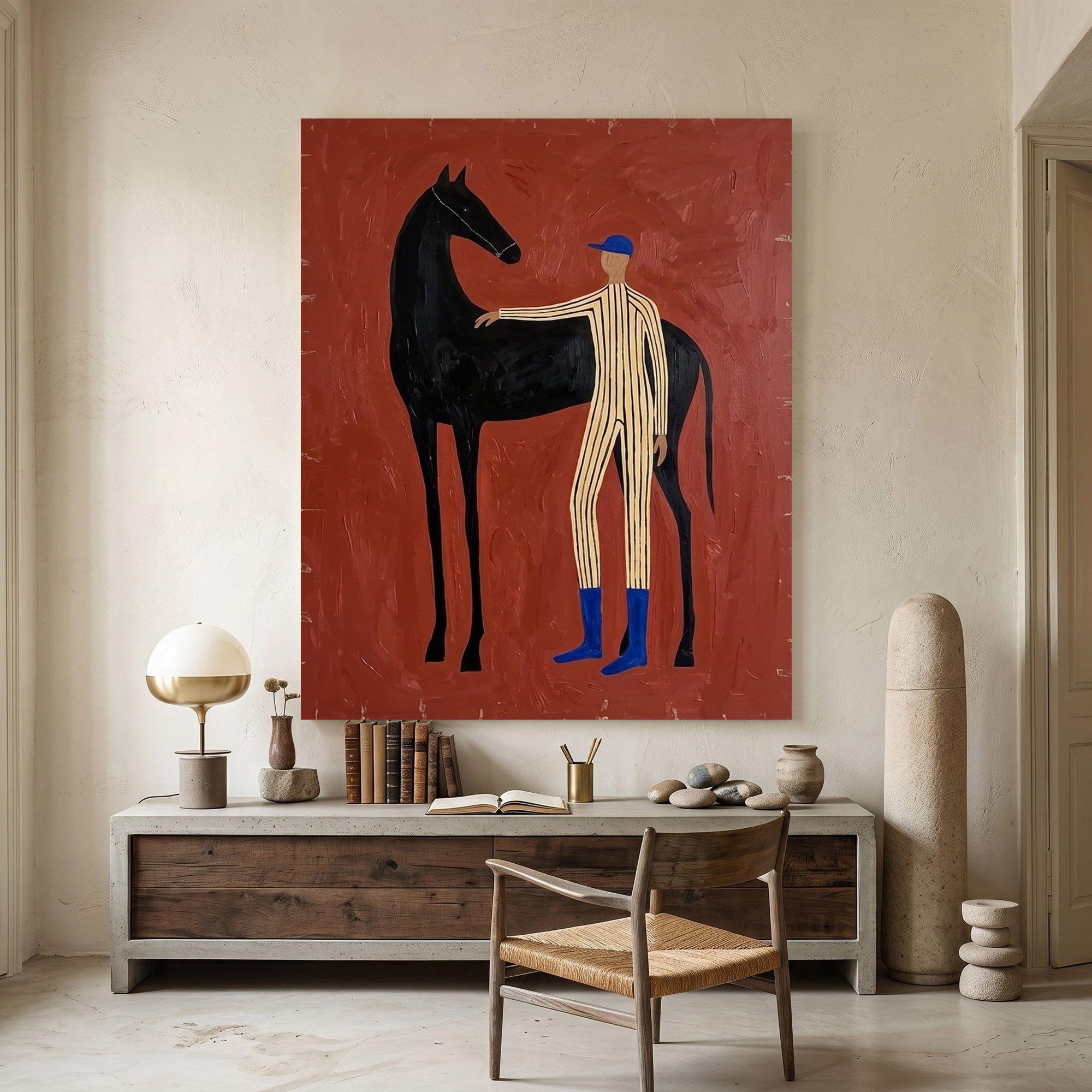 Large Cowboy Horse Wall Art Modern Western Canvas Painting 
